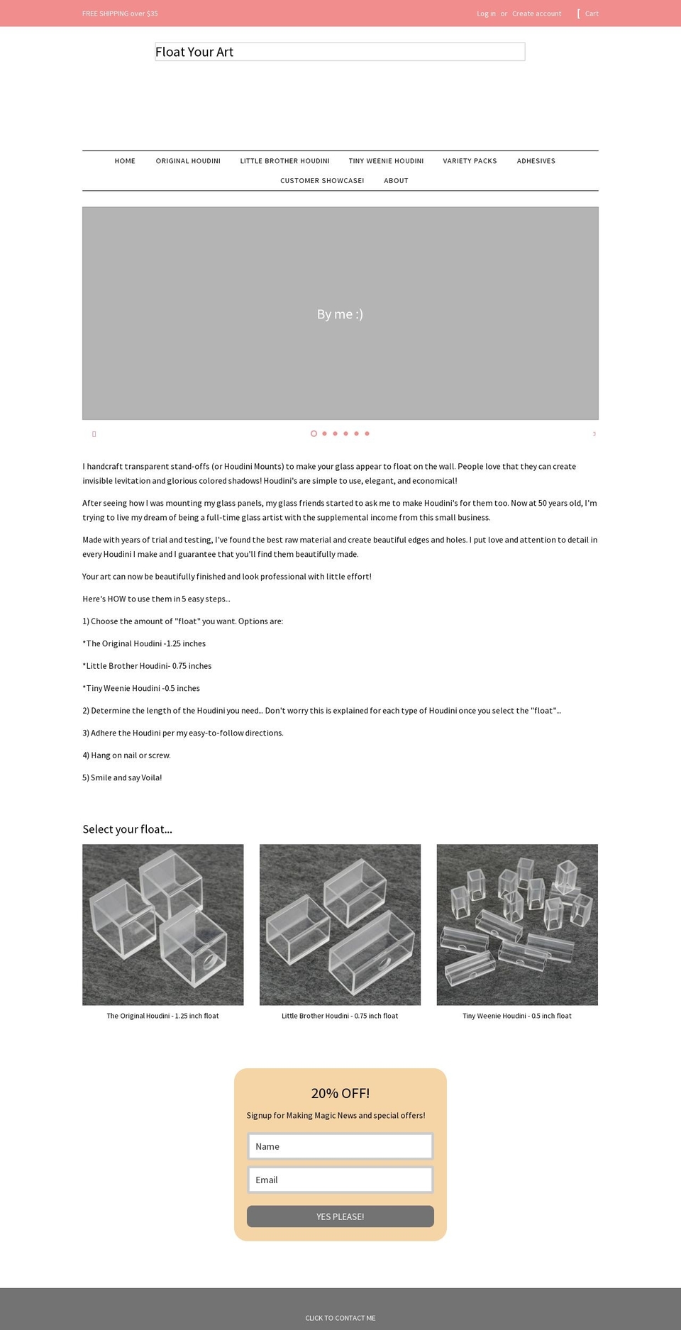 floatyourart.com shopify website screenshot