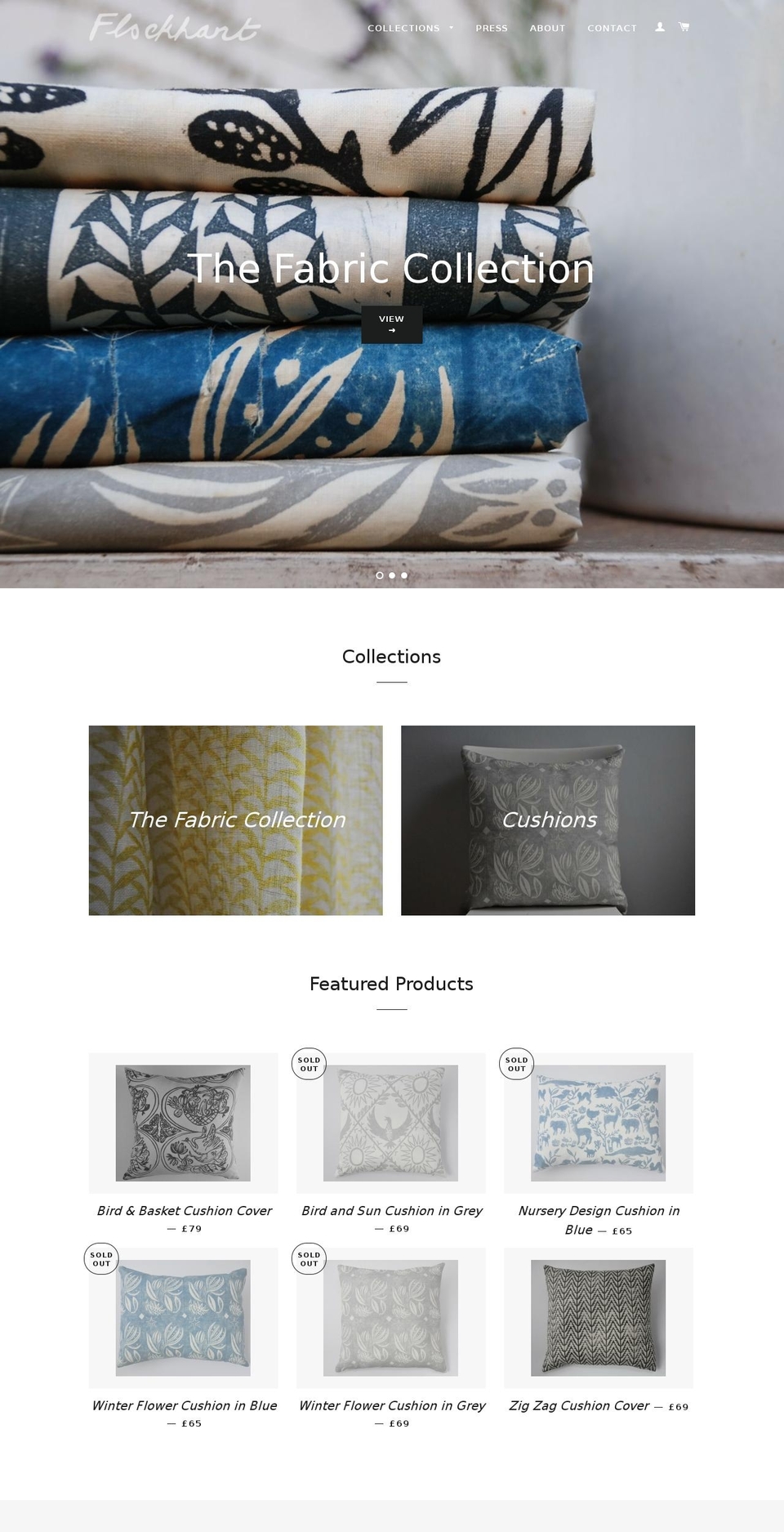 flockhartfabrics.com shopify website screenshot