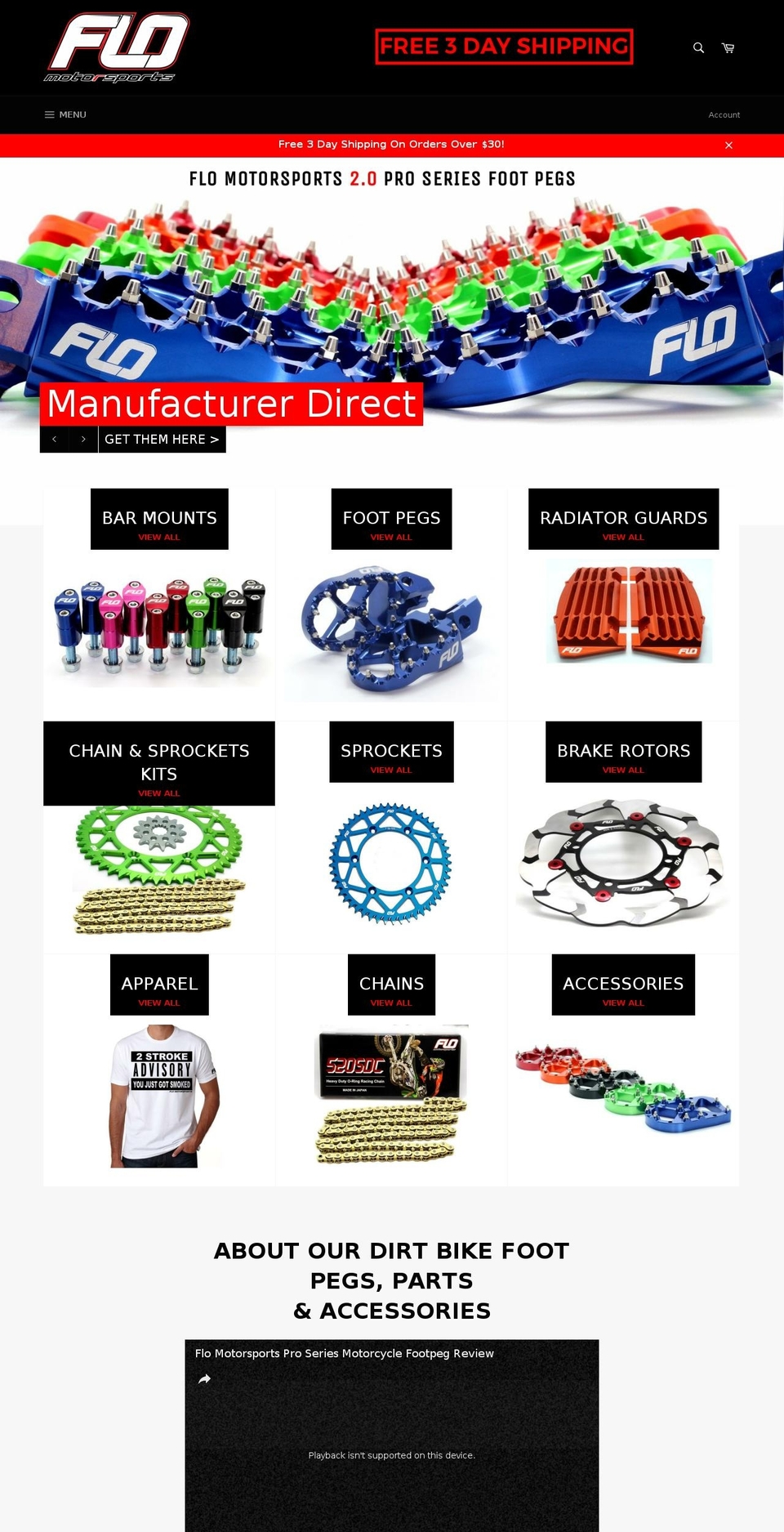 flomotorsports.com shopify website screenshot