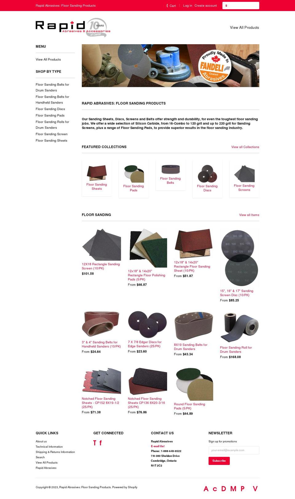 floorsandingproducts.ca shopify website screenshot
