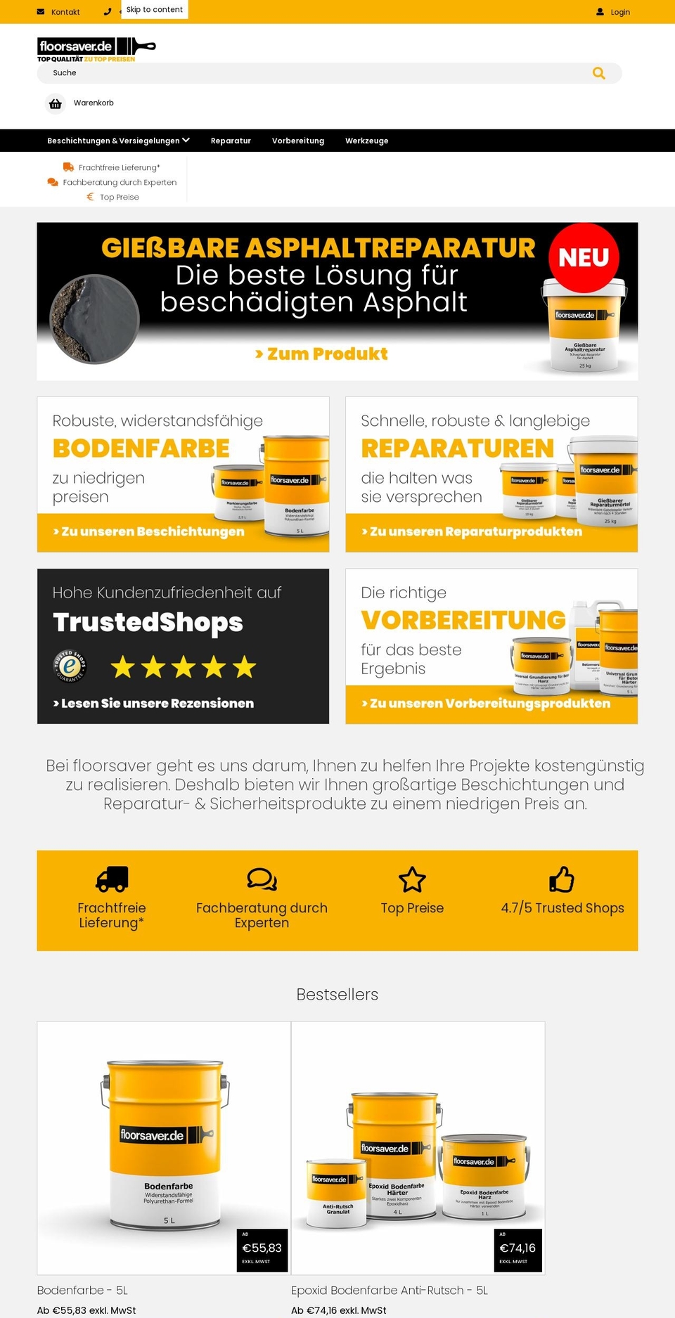 floorsaver.de shopify website screenshot