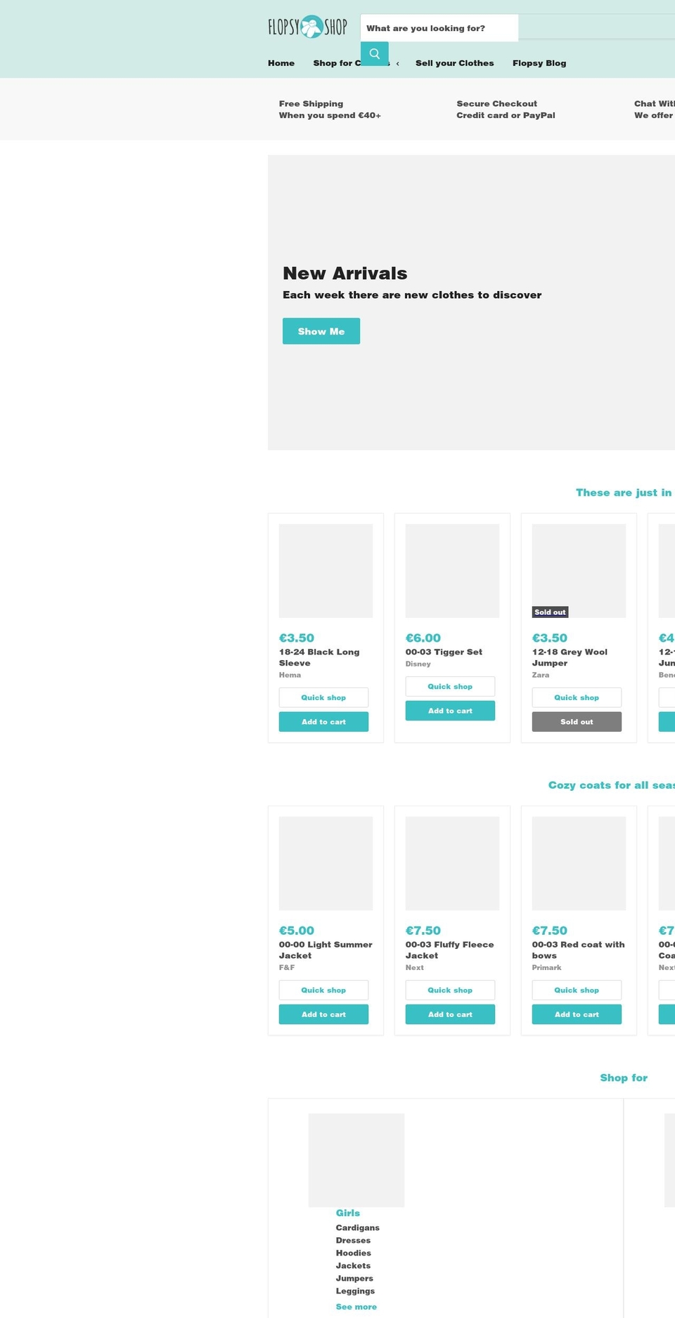 flopsyshop.ie shopify website screenshot