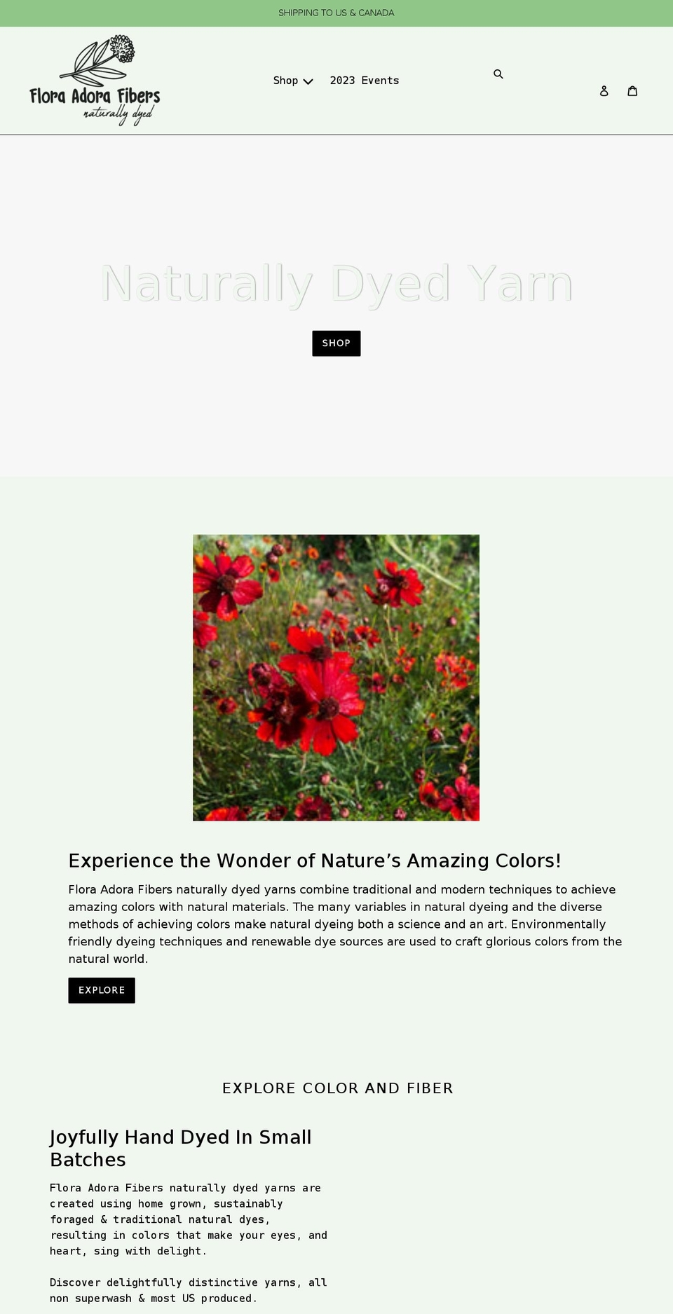 floraadorafibers.com shopify website screenshot