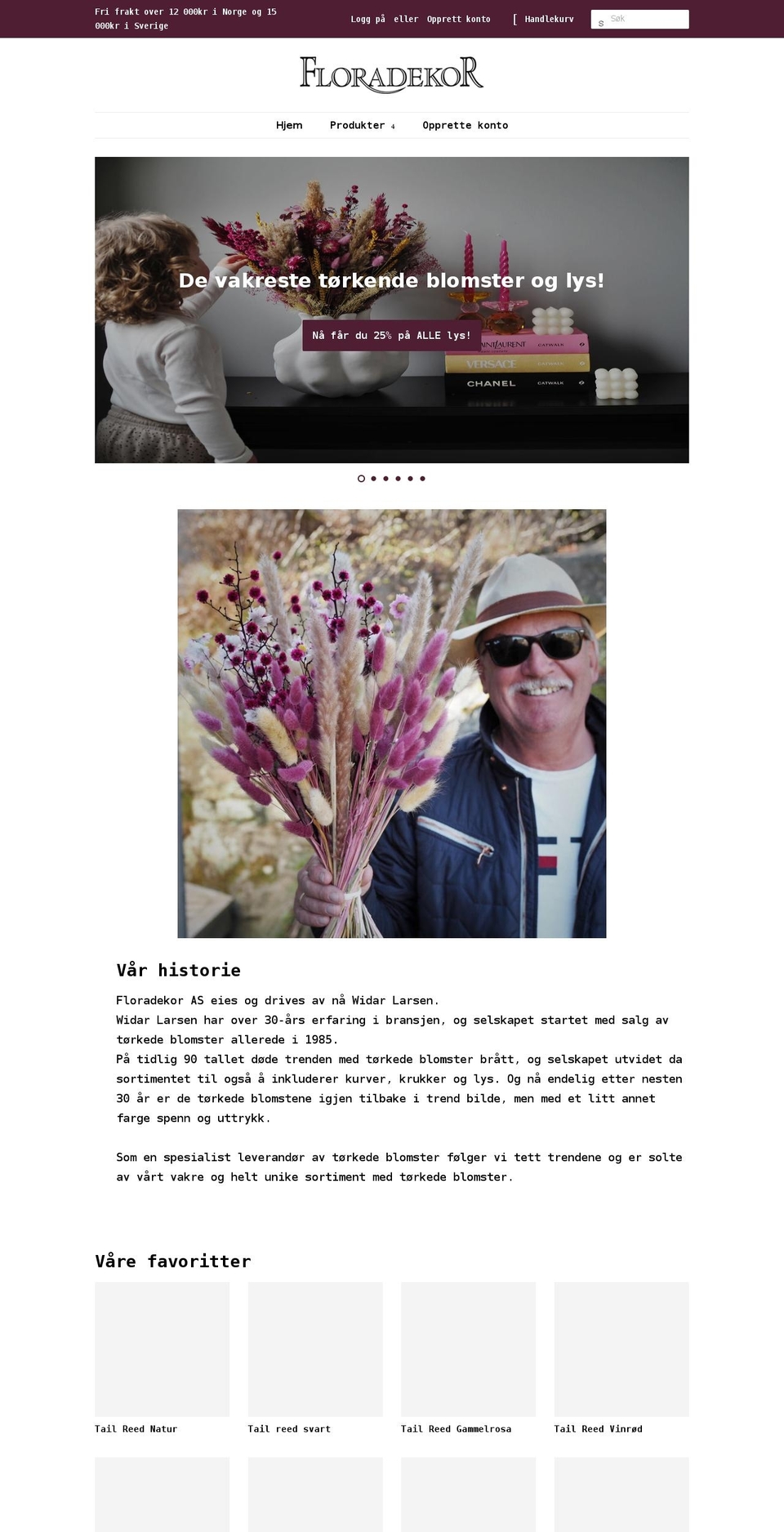 floradekor.no shopify website screenshot