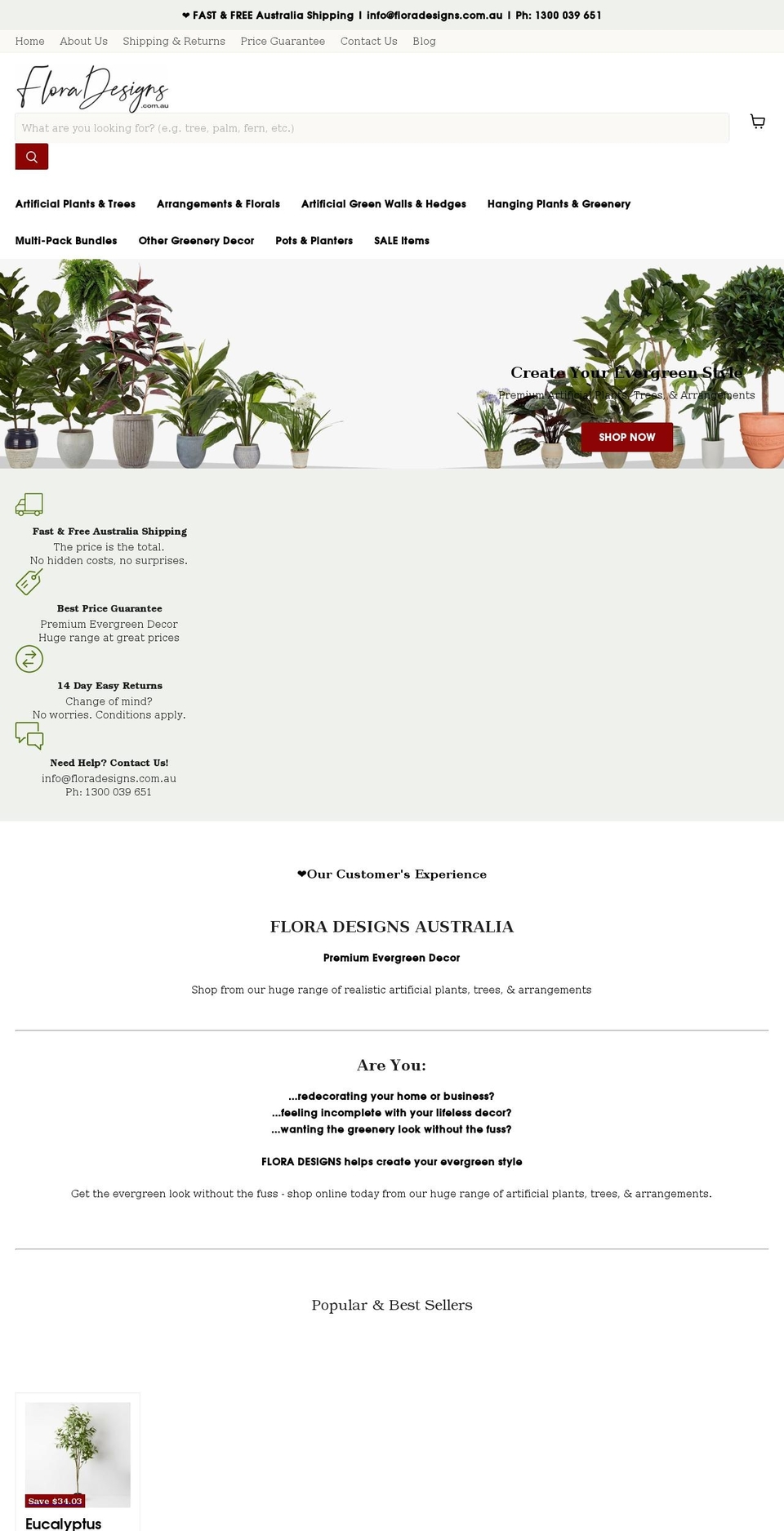 floradesigns.com.au shopify website screenshot