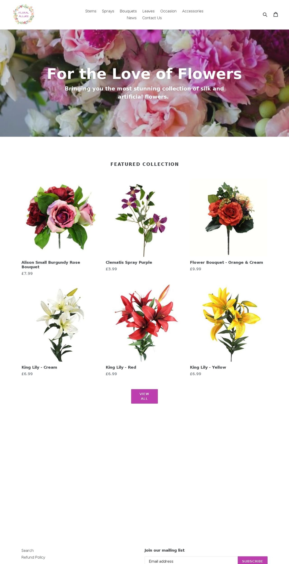 floralallure.com shopify website screenshot