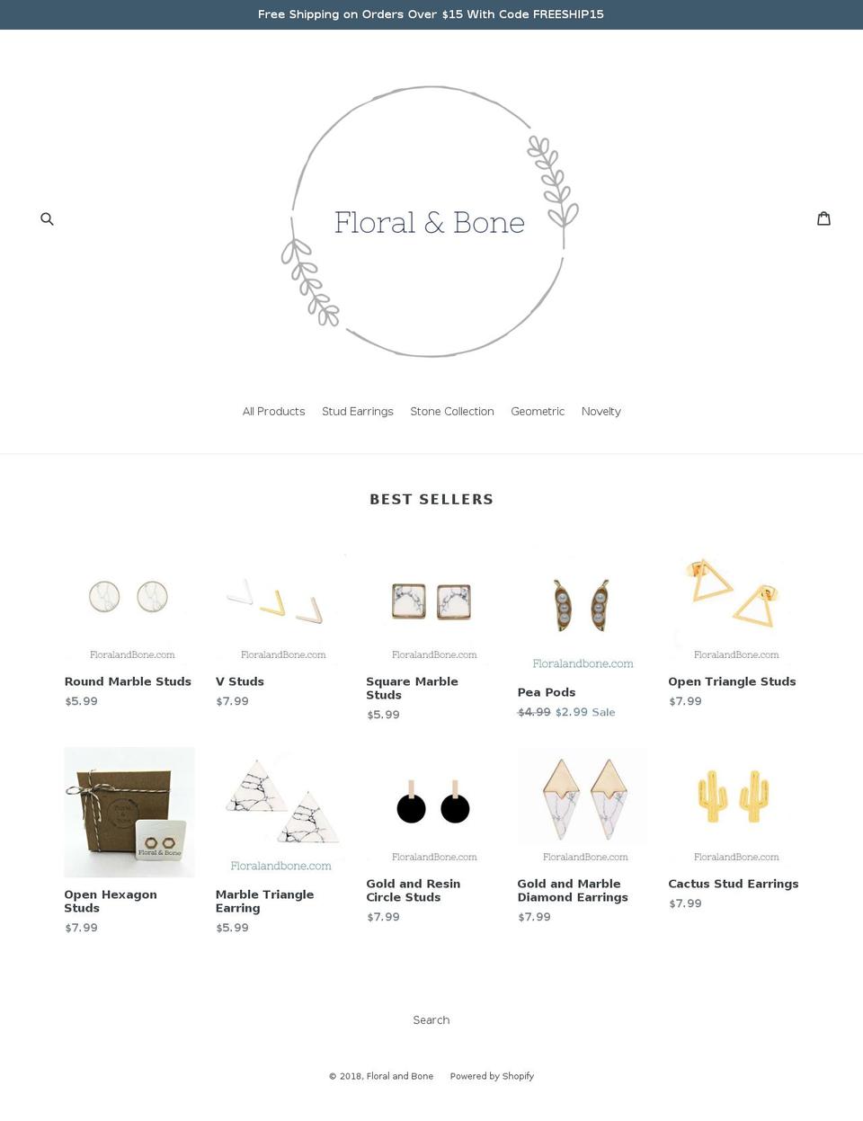 floralandbone.com — Shopify storefront screenshot