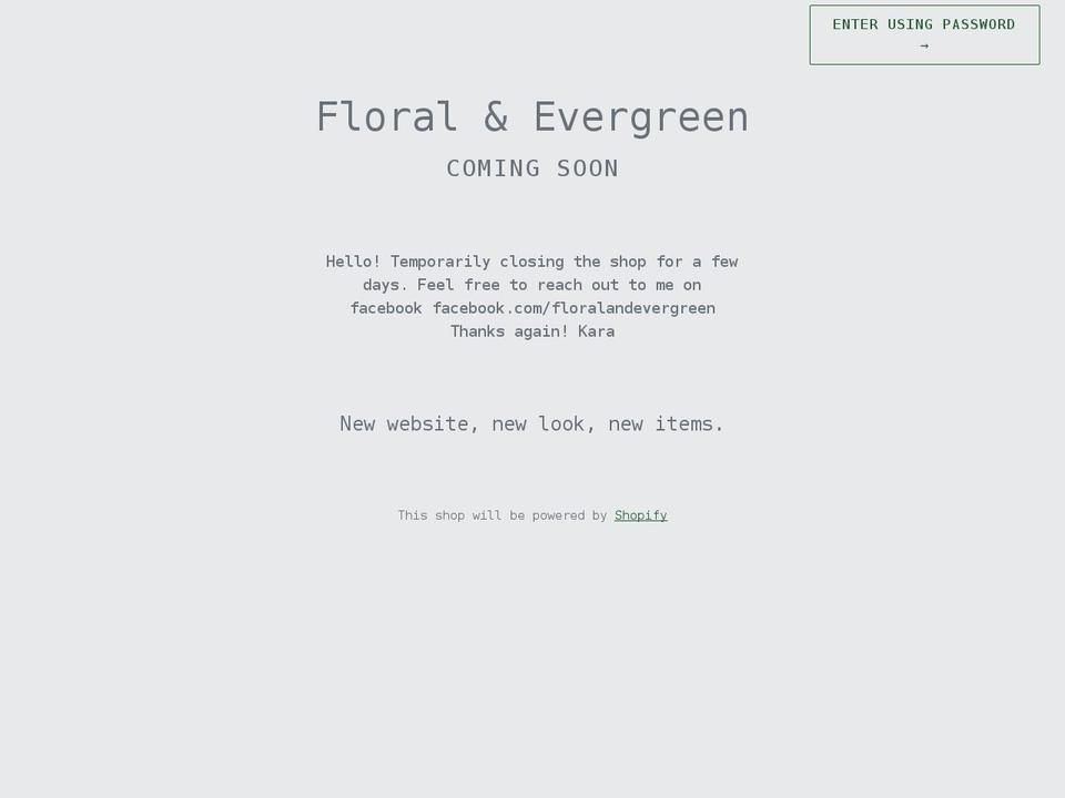 floralandevergreen.com shopify website screenshot