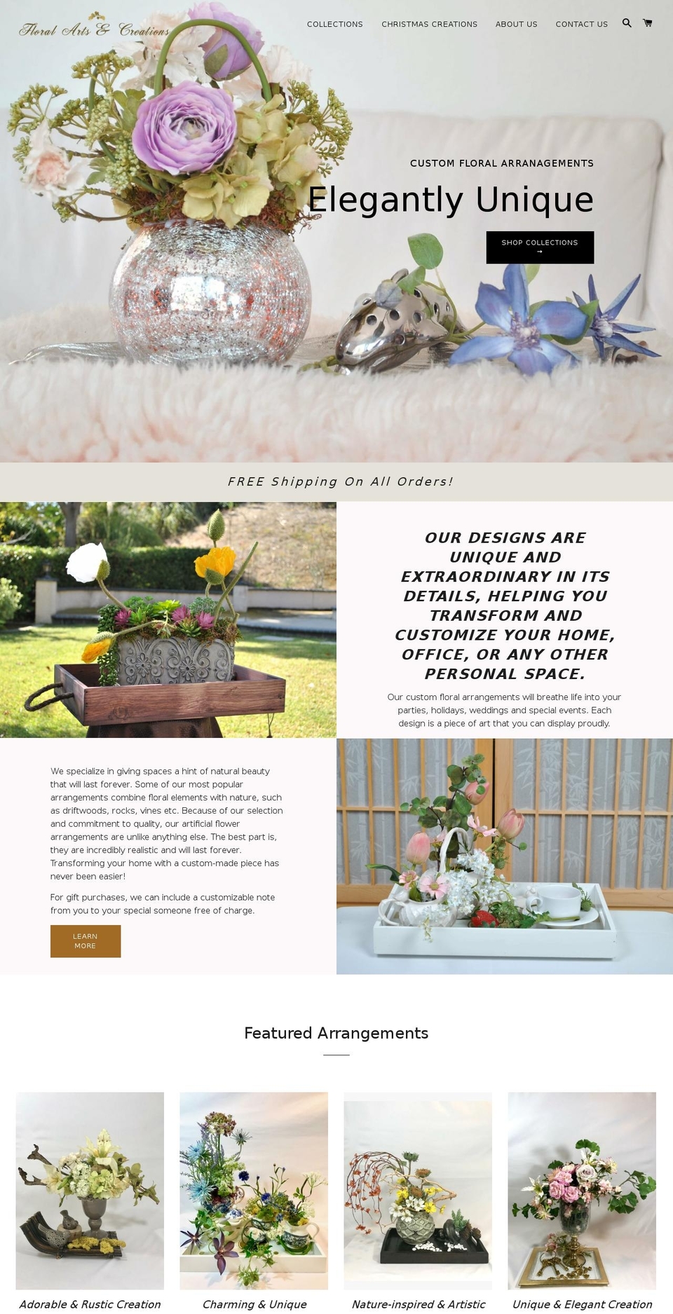 floralartscreations.com shopify website screenshot