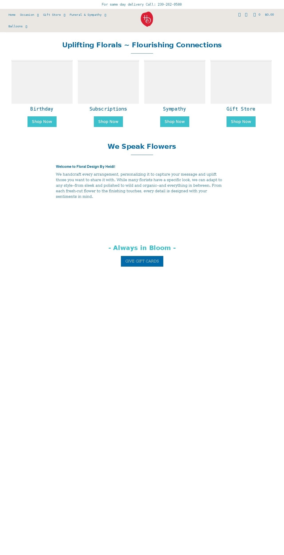 floraldesignbyheidi.com shopify website screenshot