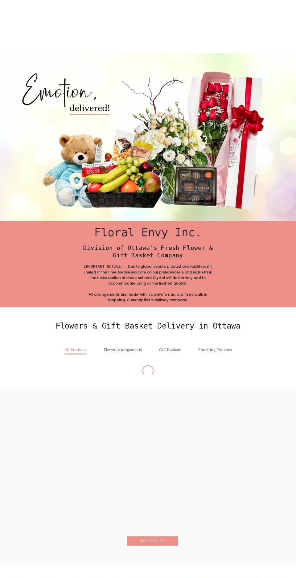 floralenvy.ca shopify website screenshot