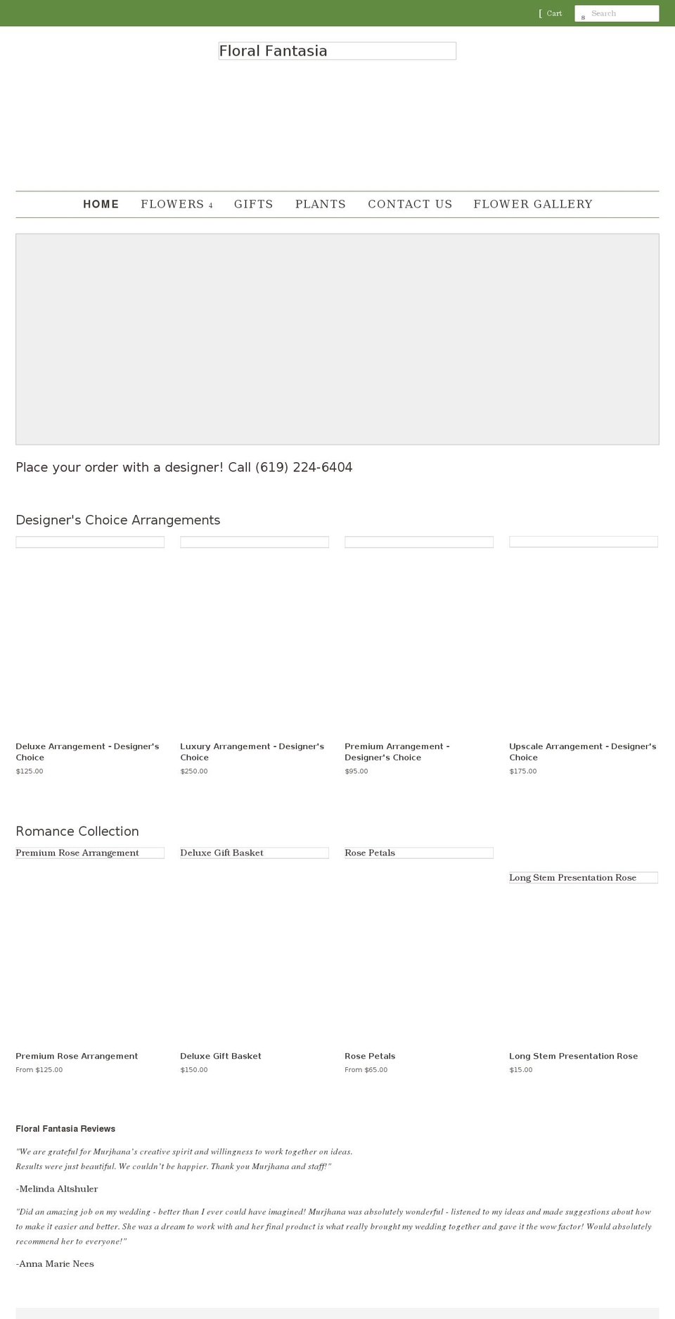 floralfantasiasd.com shopify website screenshot