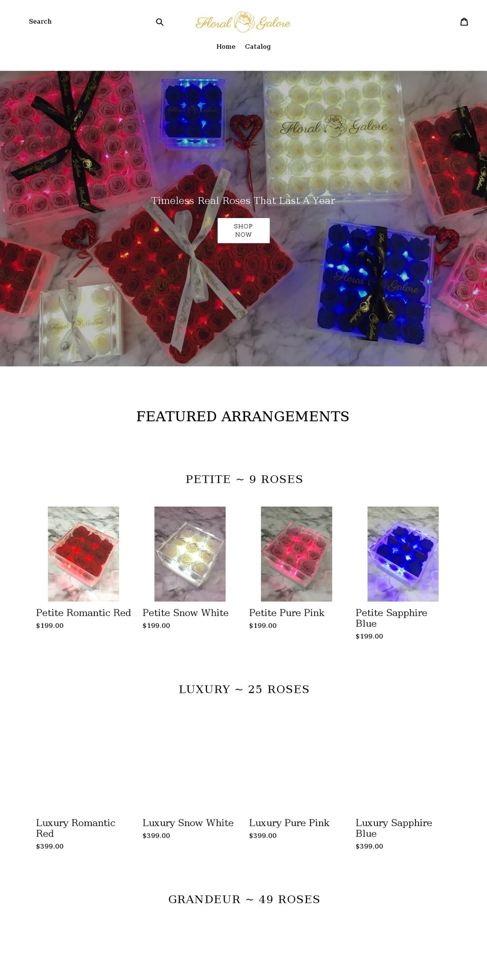 floralgalore.com — Shopify storefront screenshot