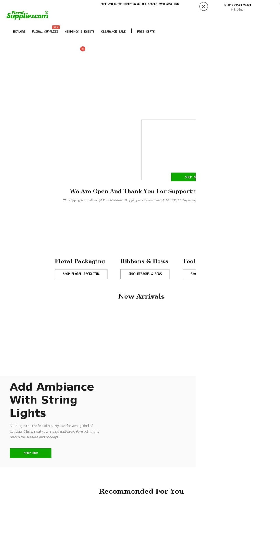 floralsupplies.com shopify website screenshot
