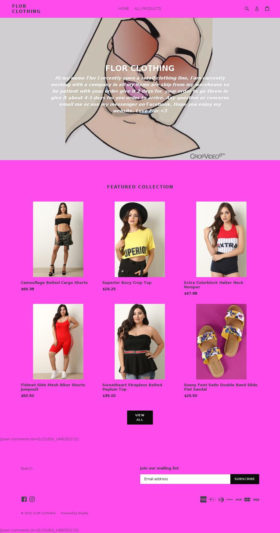 florclothing.com — Shopify storefront screenshot