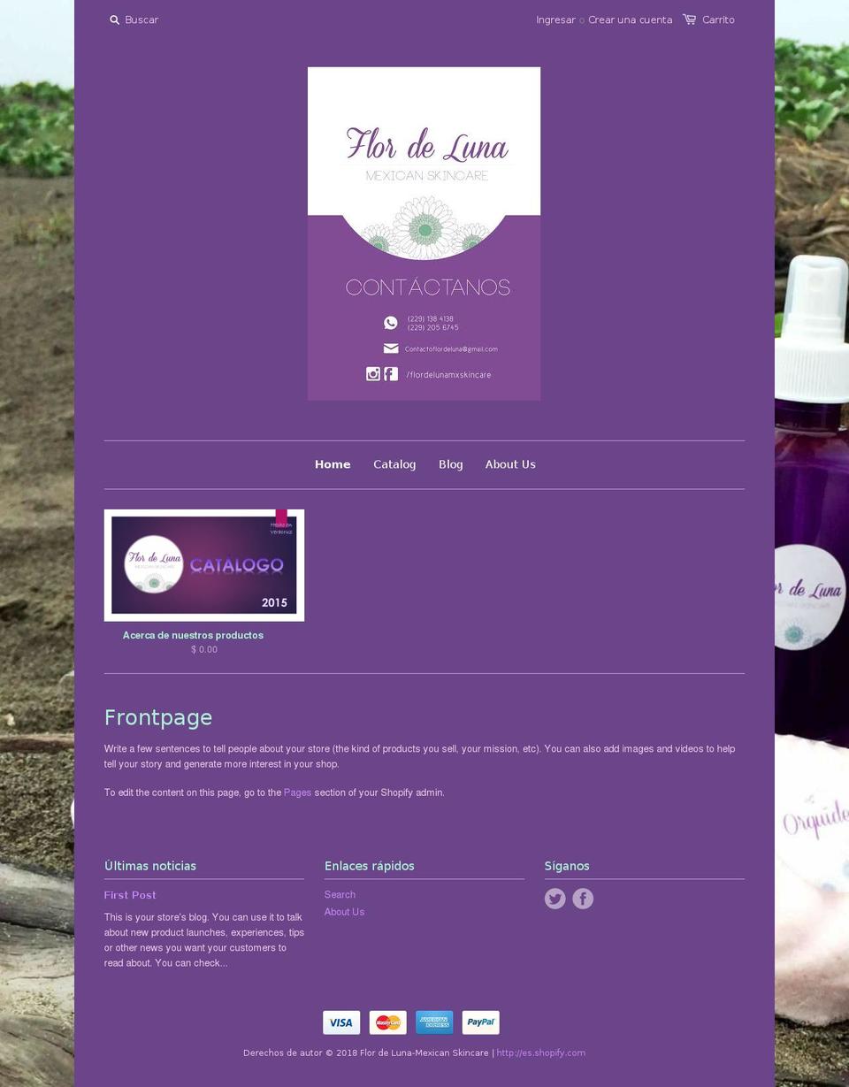 flordelunamxskincare.com shopify website screenshot