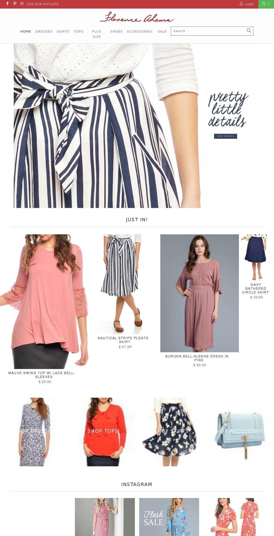 florenceadams.clothing shopify website screenshot