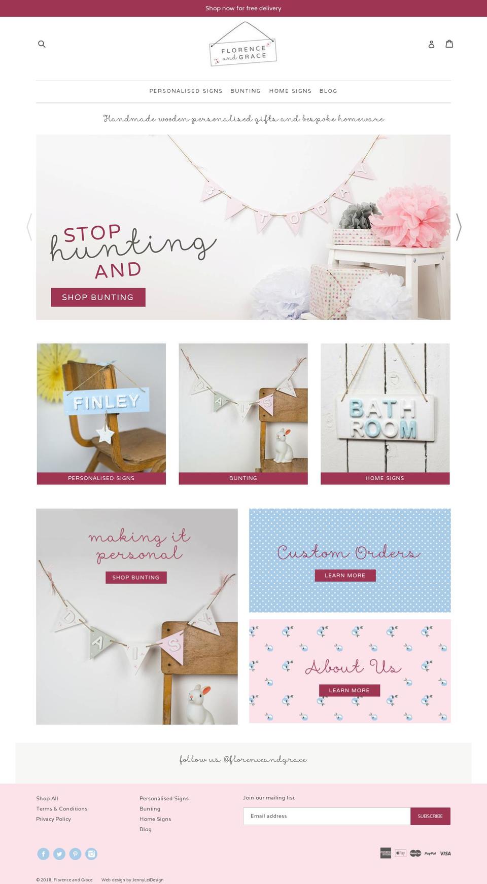 florenceandgrace.co.uk shopify website screenshot