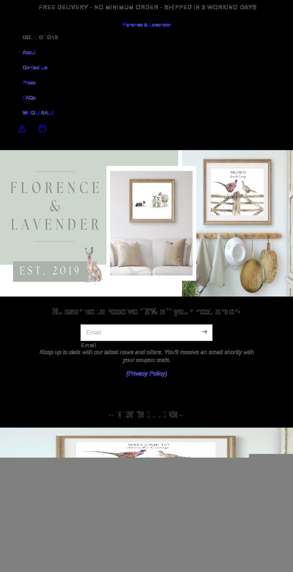 florenceandlavender.co.uk shopify website screenshot