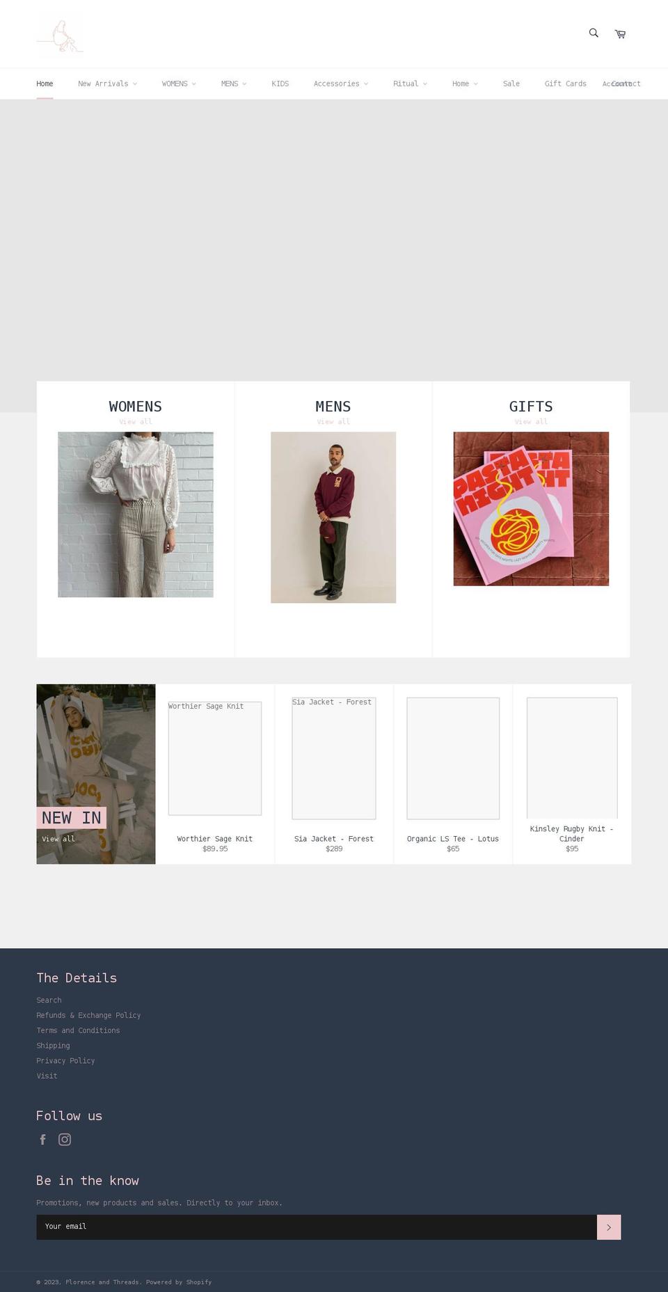 florenceandthreads.com.au shopify website screenshot
