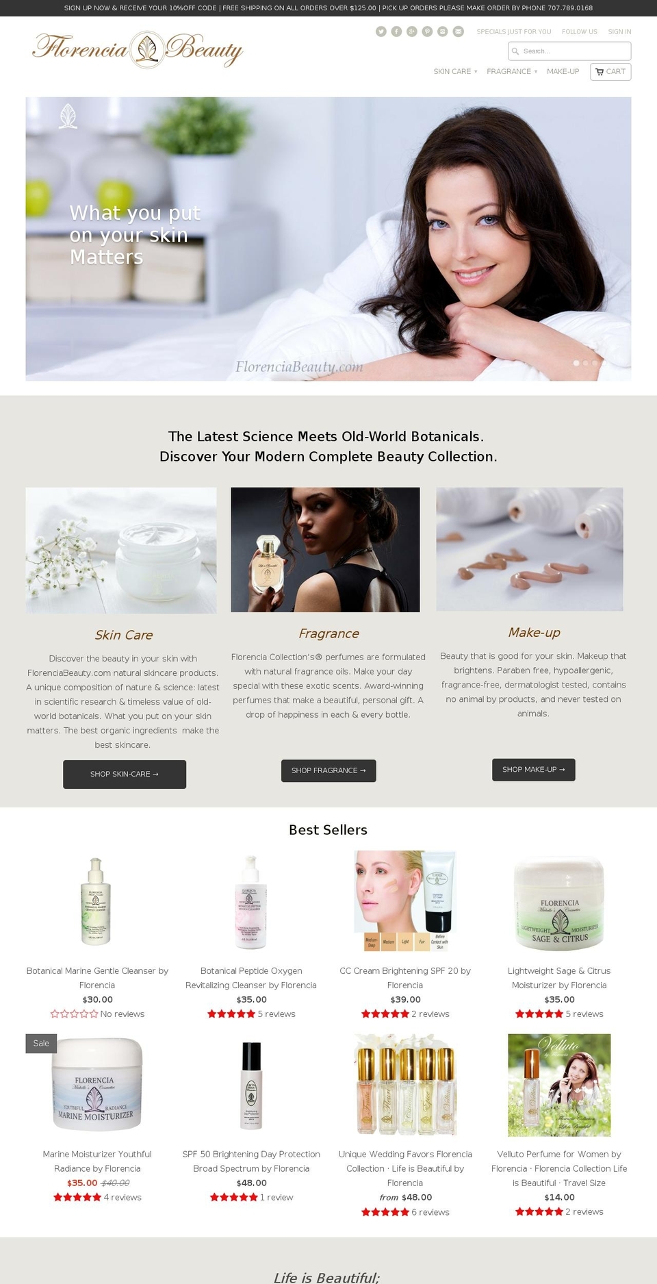 florenciabeauty.com shopify website screenshot