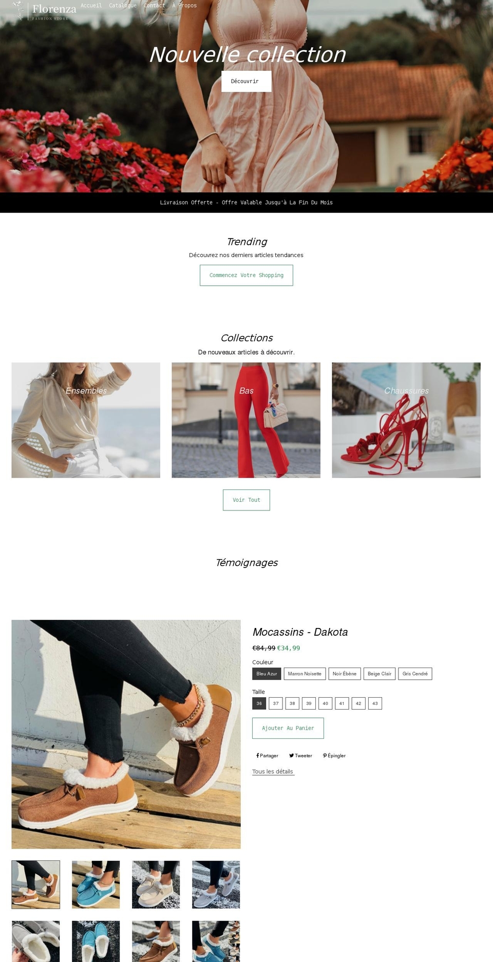 florenzafashion.com — Shopify storefront screenshot