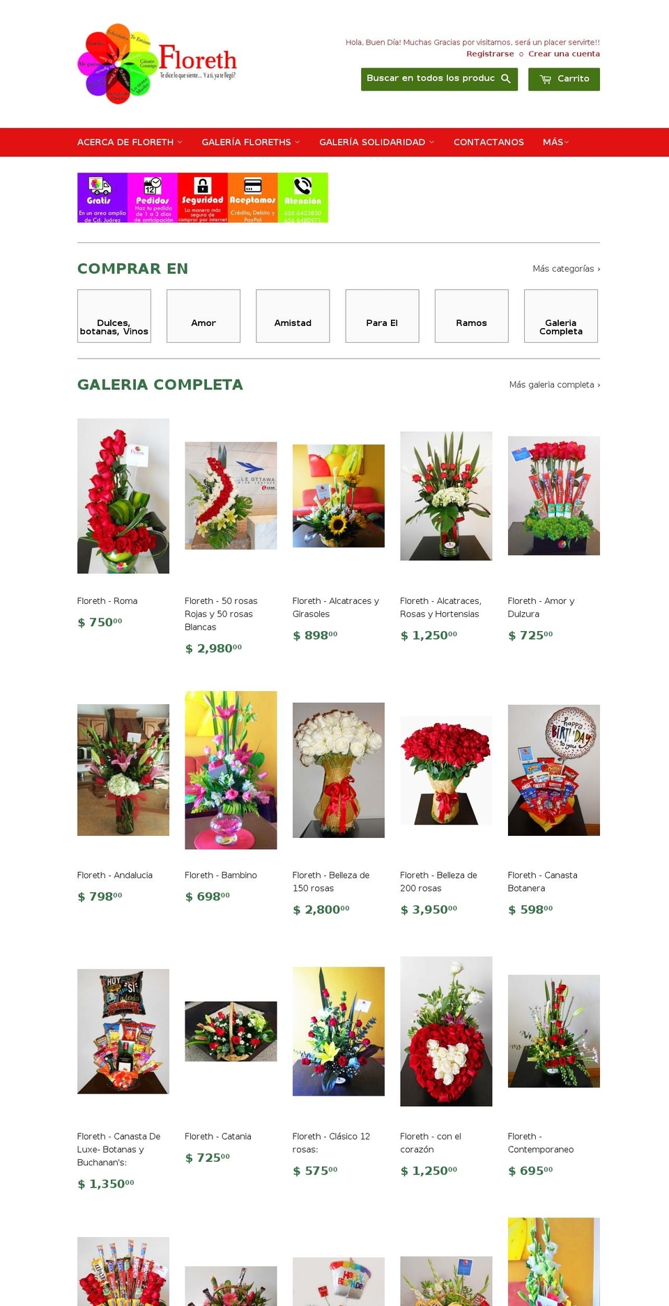 floreriafloreth.com shopify website screenshot