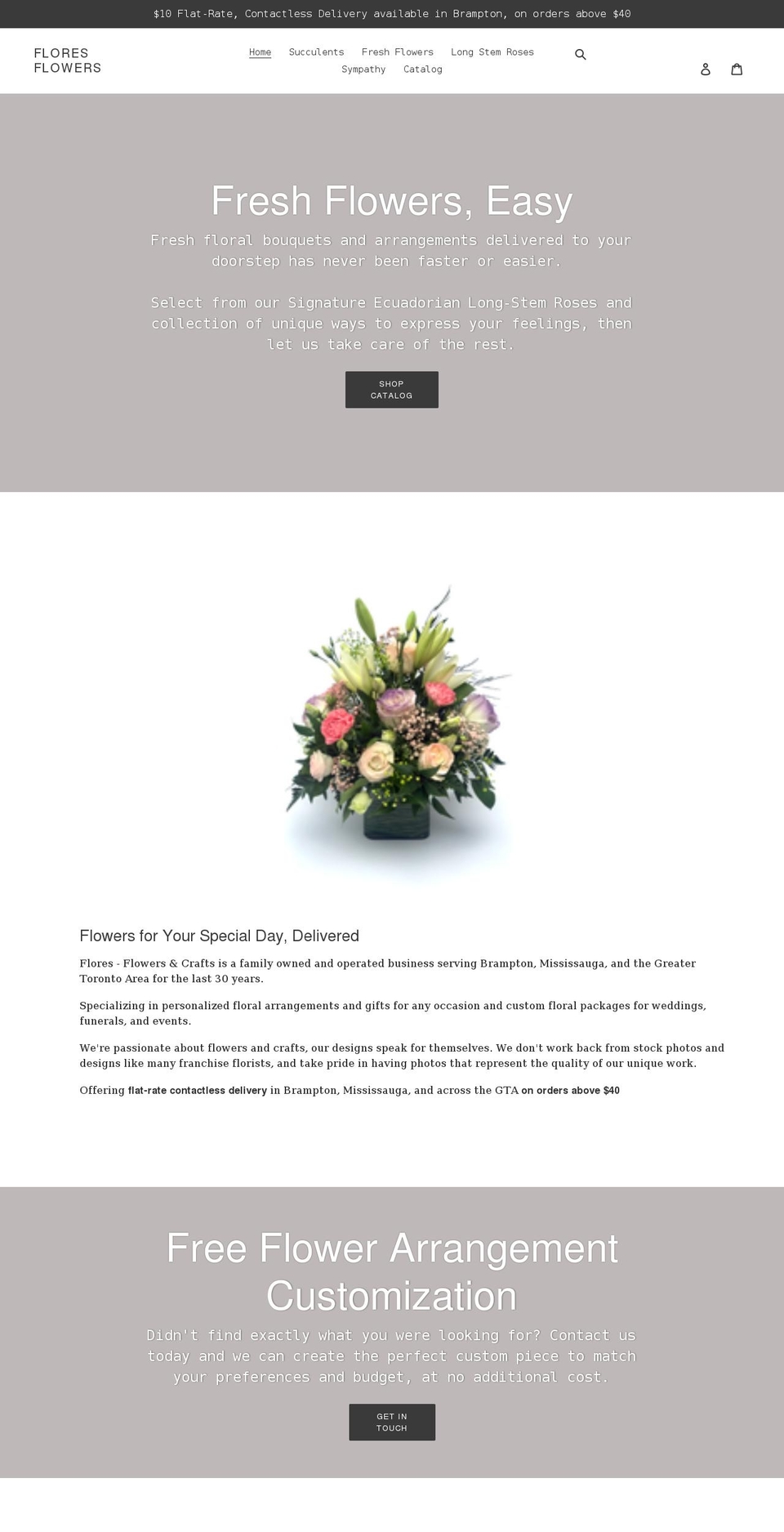 floresflowershop.com shopify website screenshot