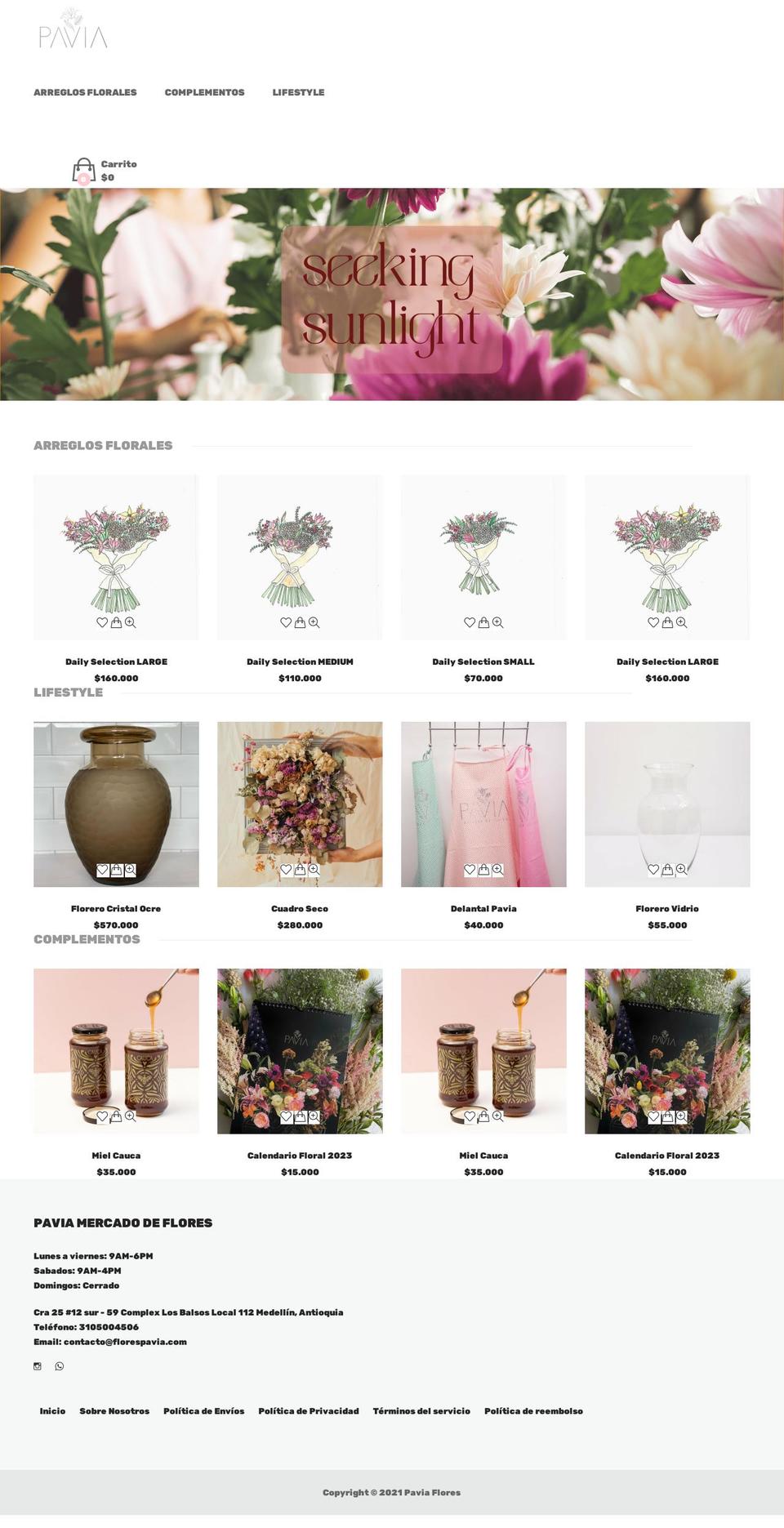 florespavia.com shopify website screenshot