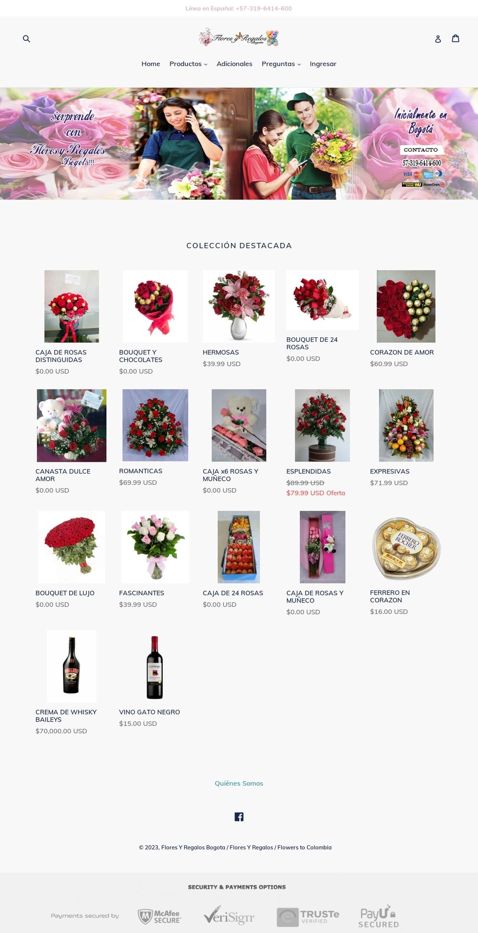 floresyregalosbogota.florist shopify website screenshot