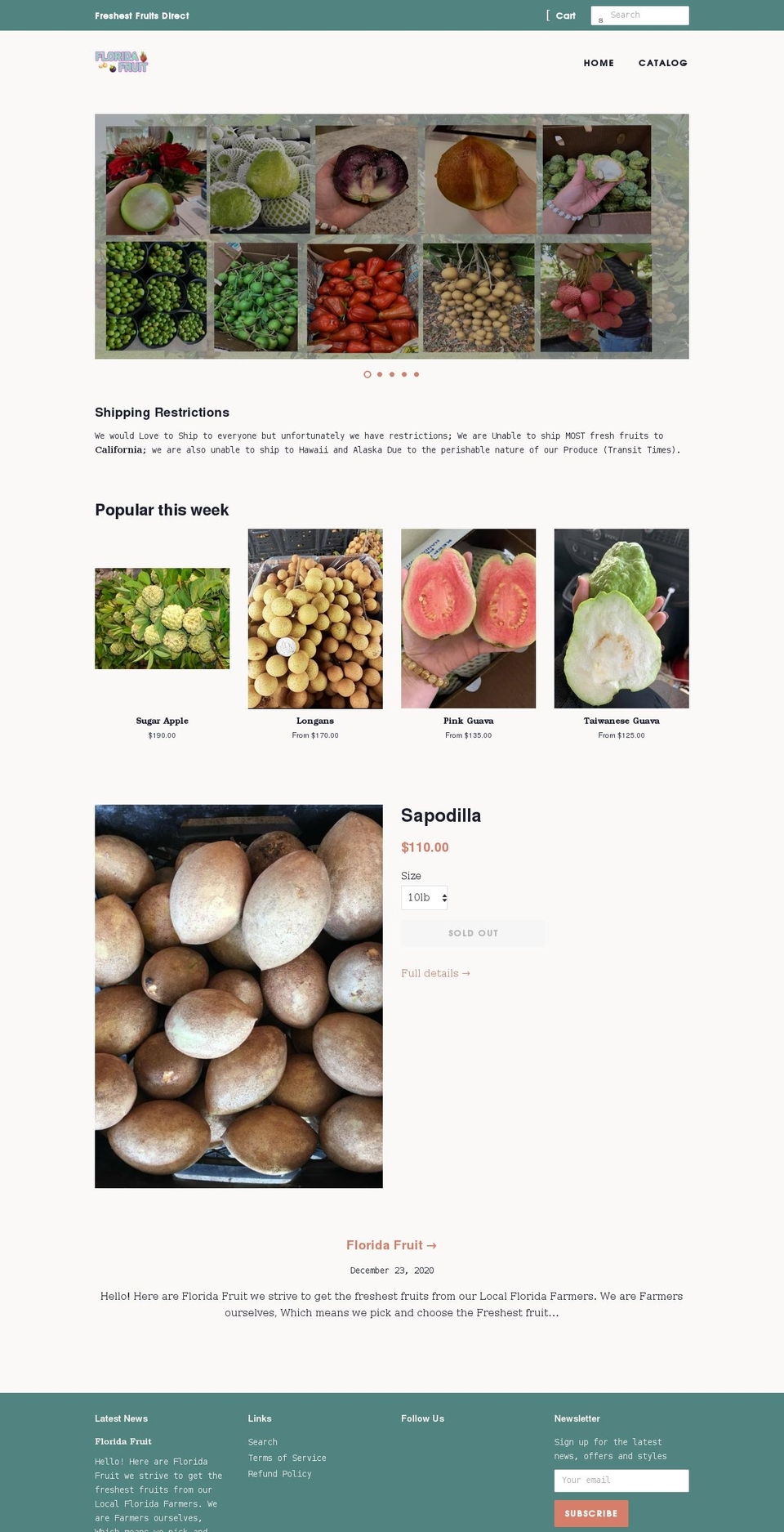 floridafruit.us shopify website screenshot