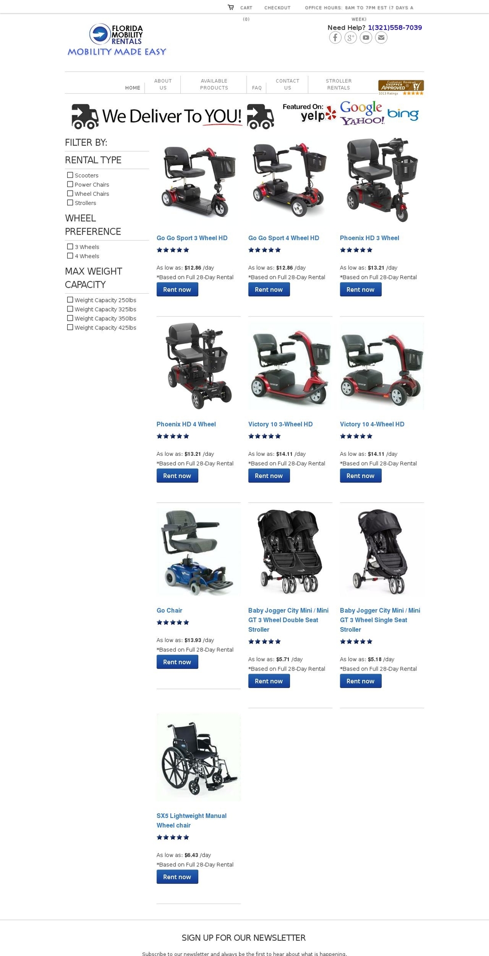 floridamobilityrentals.com shopify website screenshot
