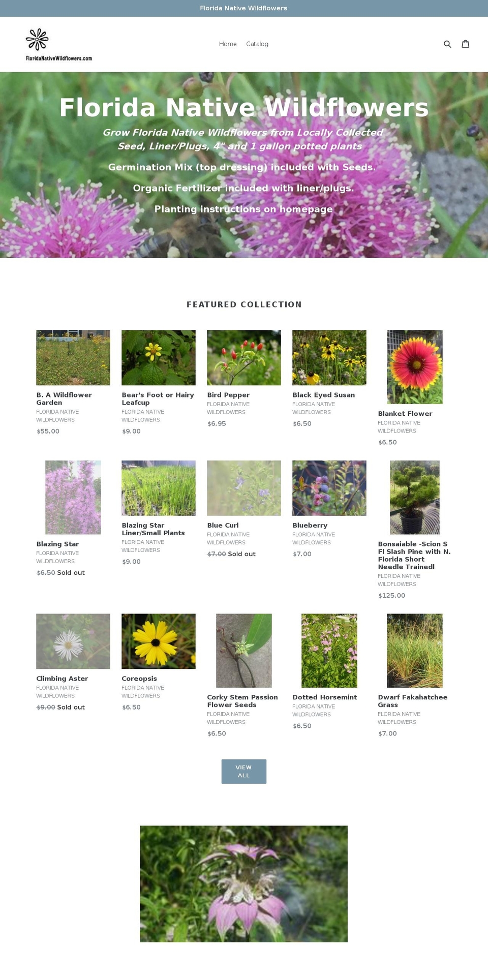 floridanativewildflowers.com shopify website screenshot
