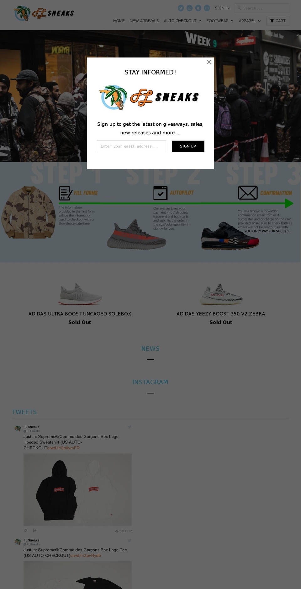 floridasneaks.com — Shopify storefront screenshot
