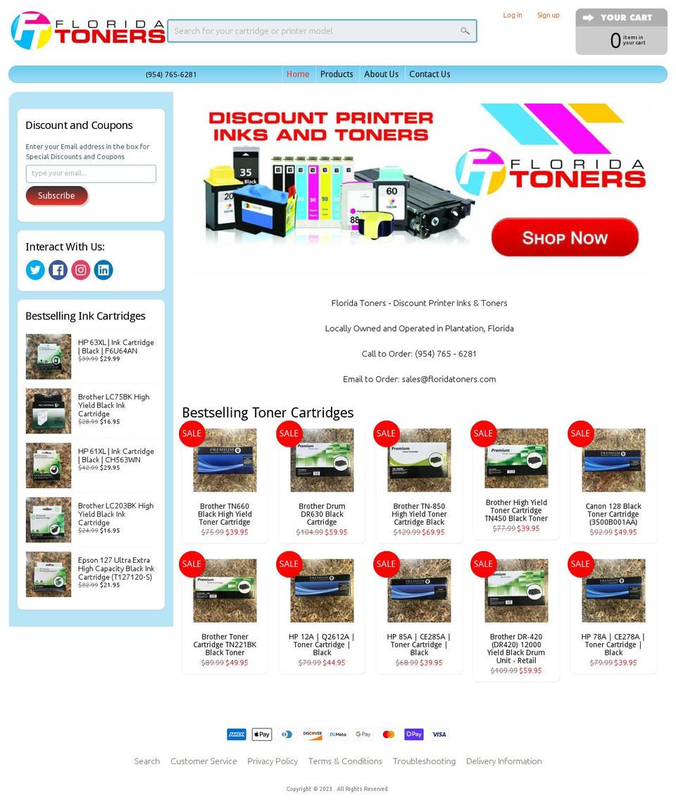 Florida Toners Development Shopify theme site example floridatoners.com