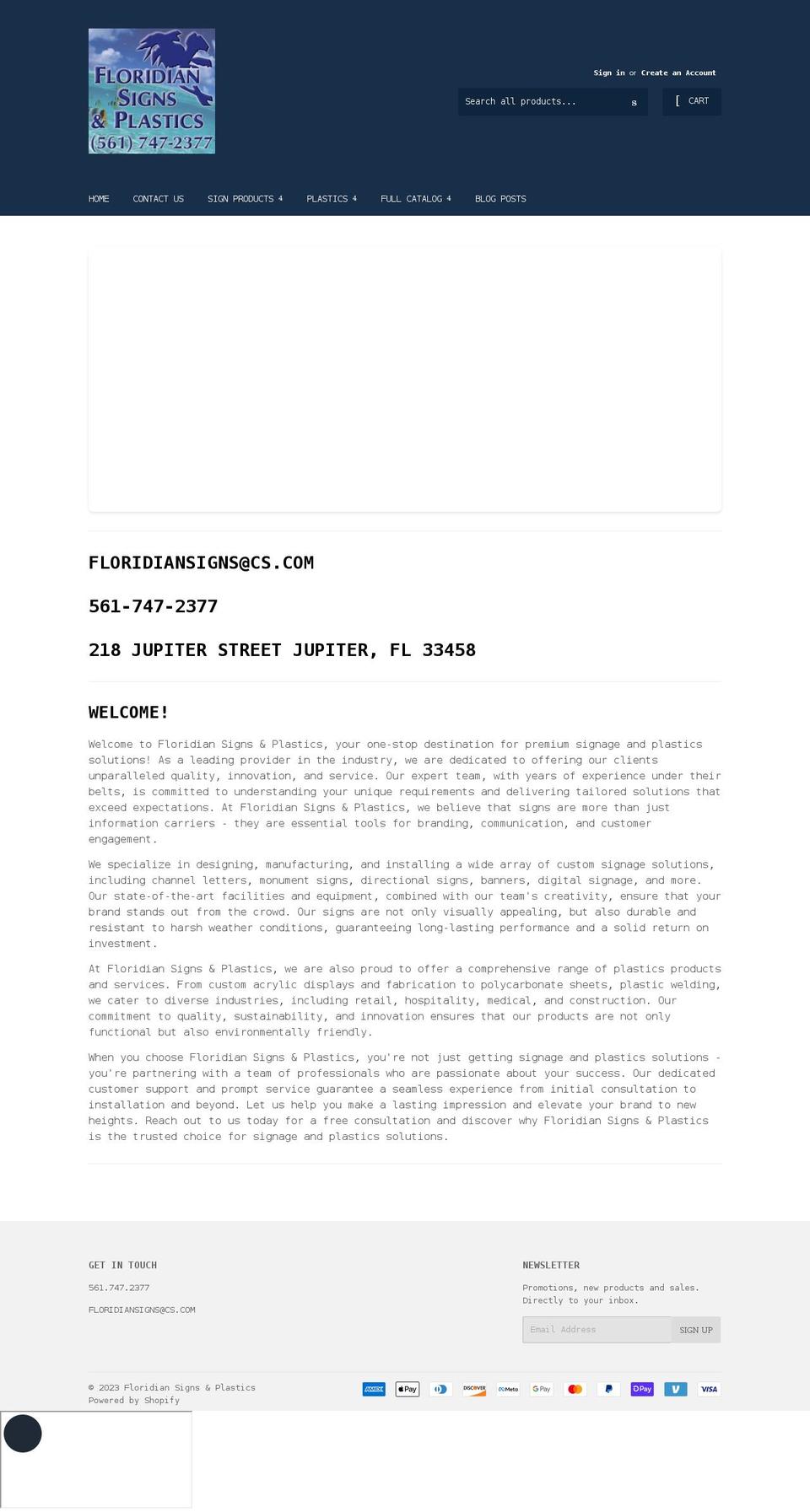 floridiansigns.com shopify website screenshot