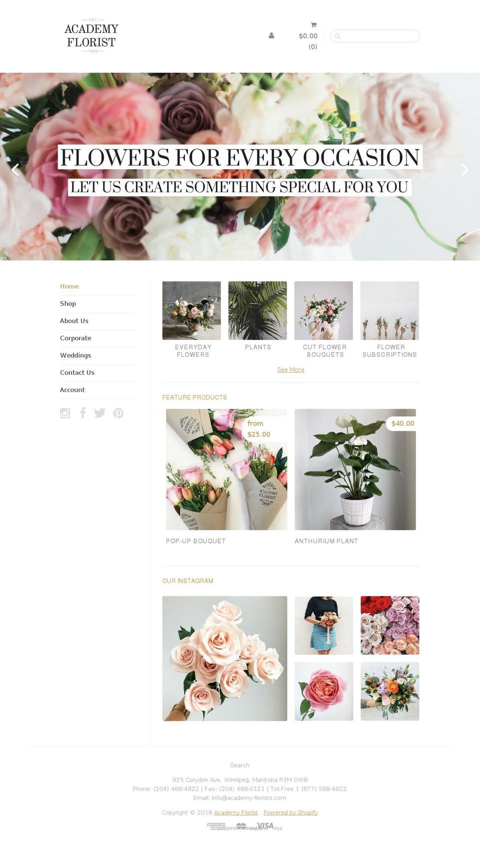 Sugar Shopify theme site example floristsinwinnipeg.ca