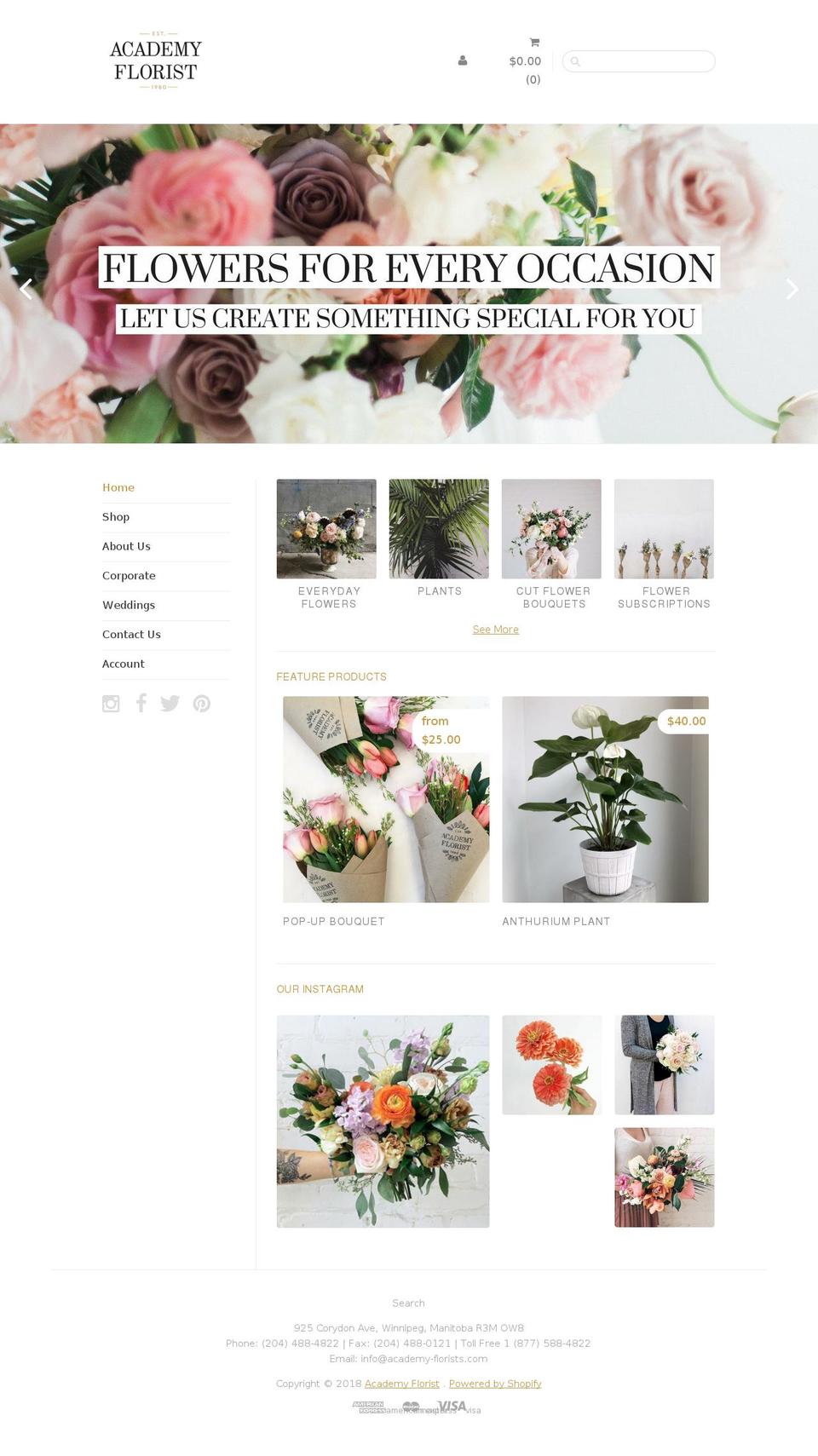 Sugar Shopify theme site example floristwinnipeg.ca