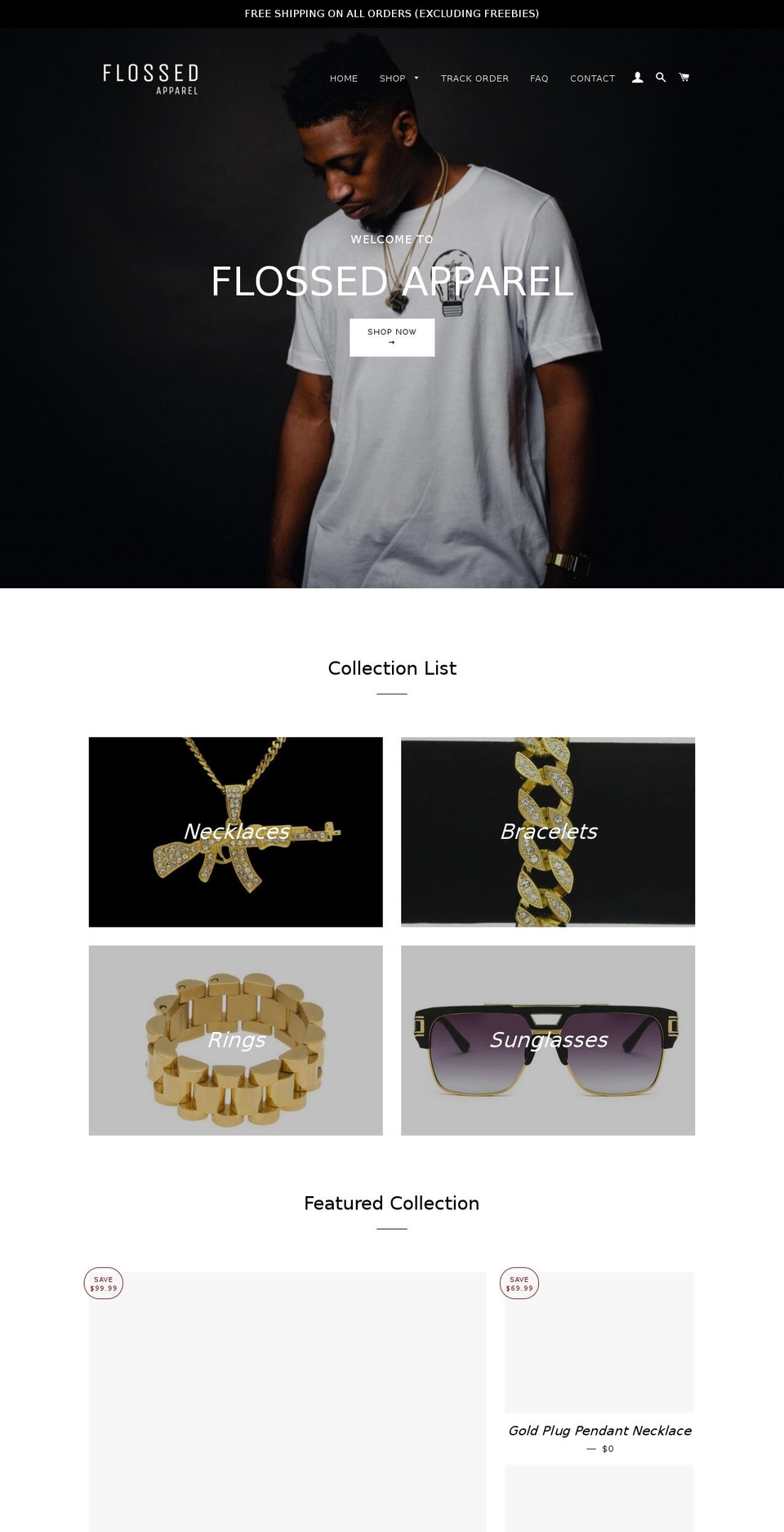 flossedapparel.com shopify website screenshot