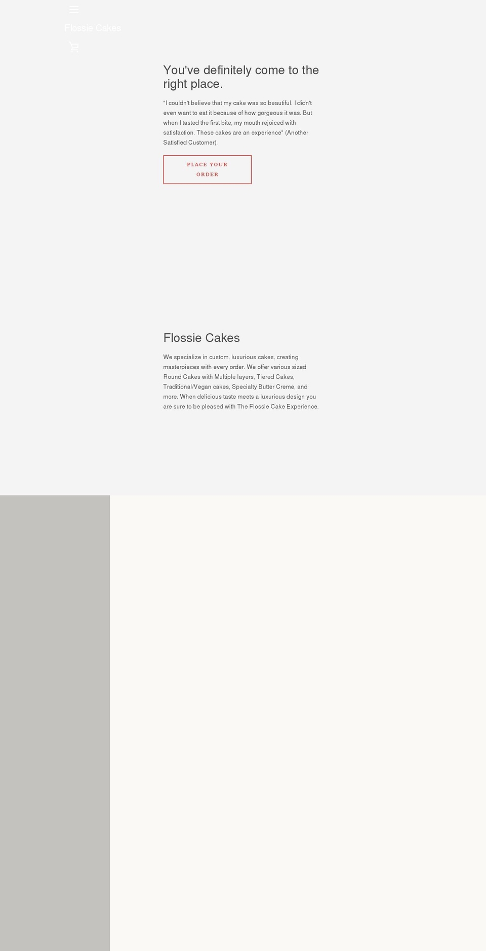 flossiecakes.com shopify website screenshot