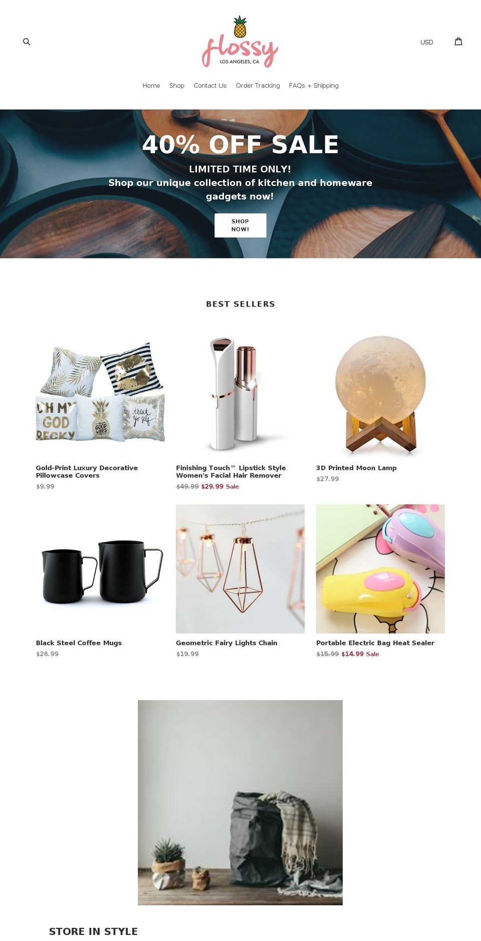 flossycreations.com — Shopify storefront screenshot
