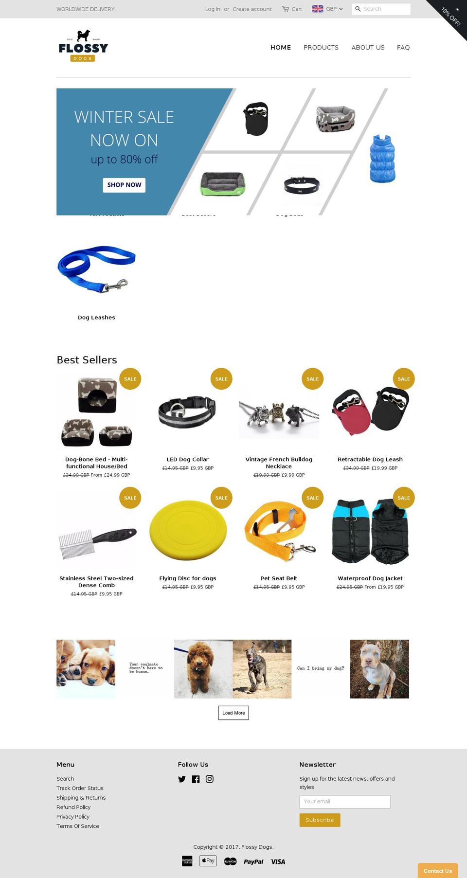 flossydogs.com shopify website screenshot