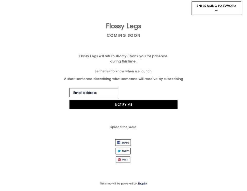 flossylegs.com shopify website screenshot