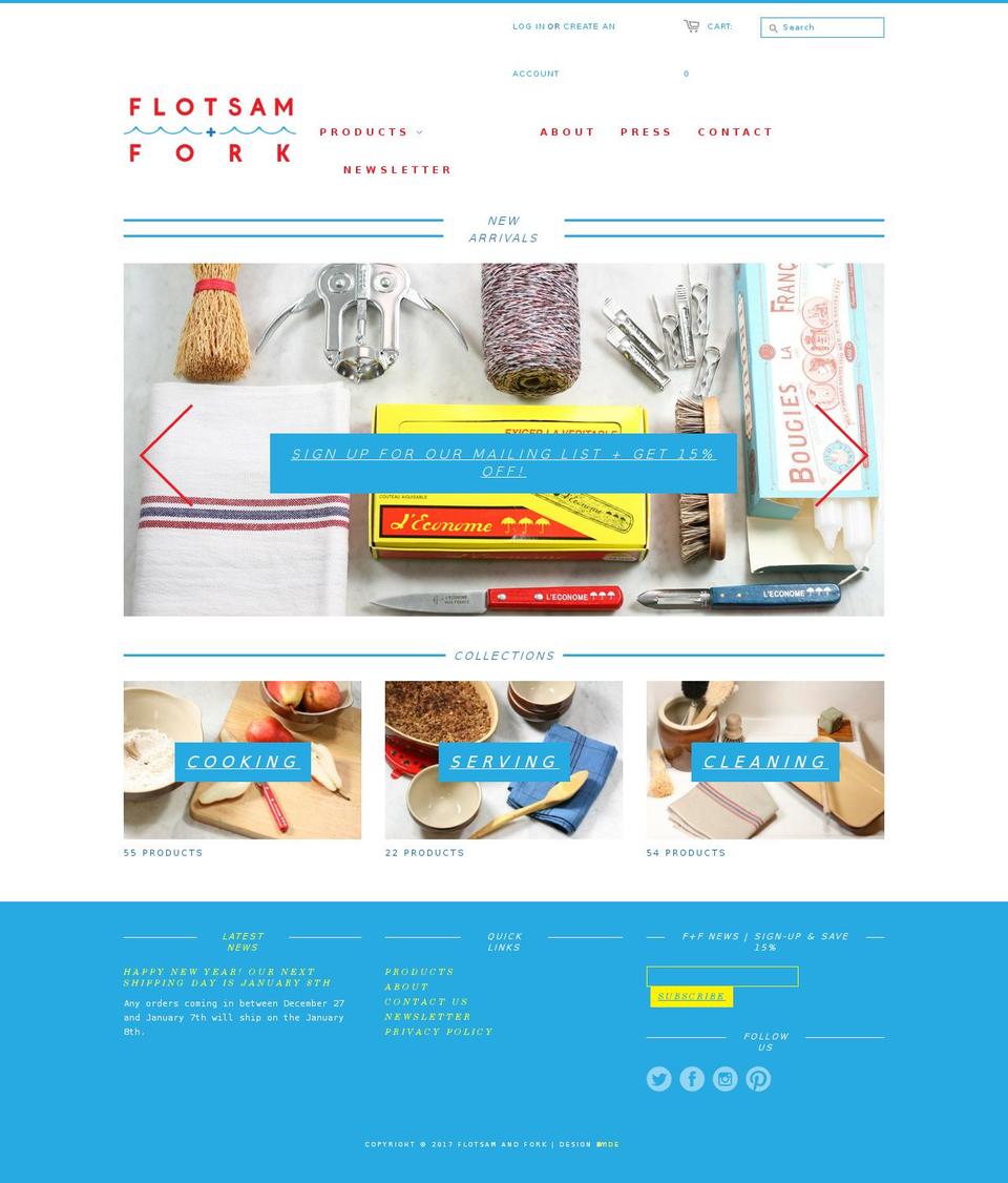 flotsamandfork.com shopify website screenshot