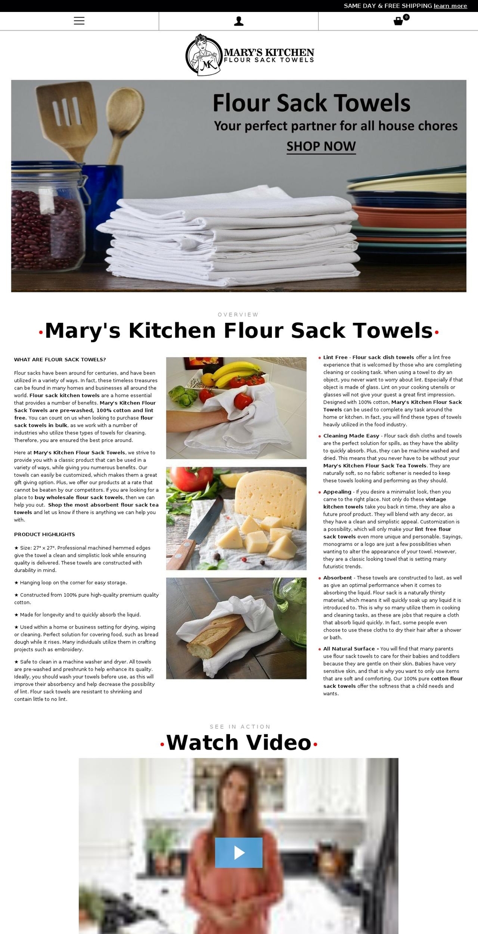 floursacktowels.com shopify website screenshot