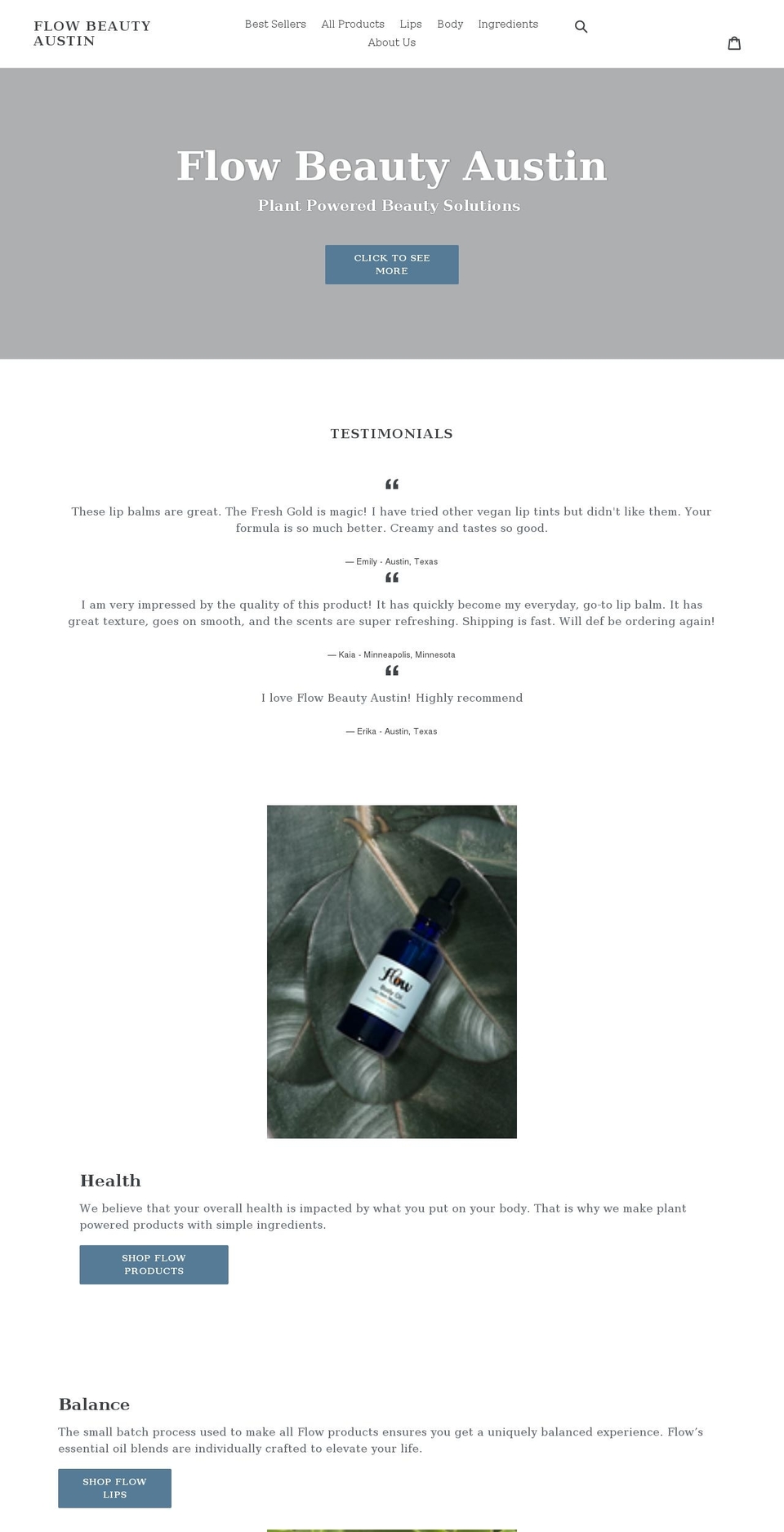 flowbeautyaustin.com shopify website screenshot