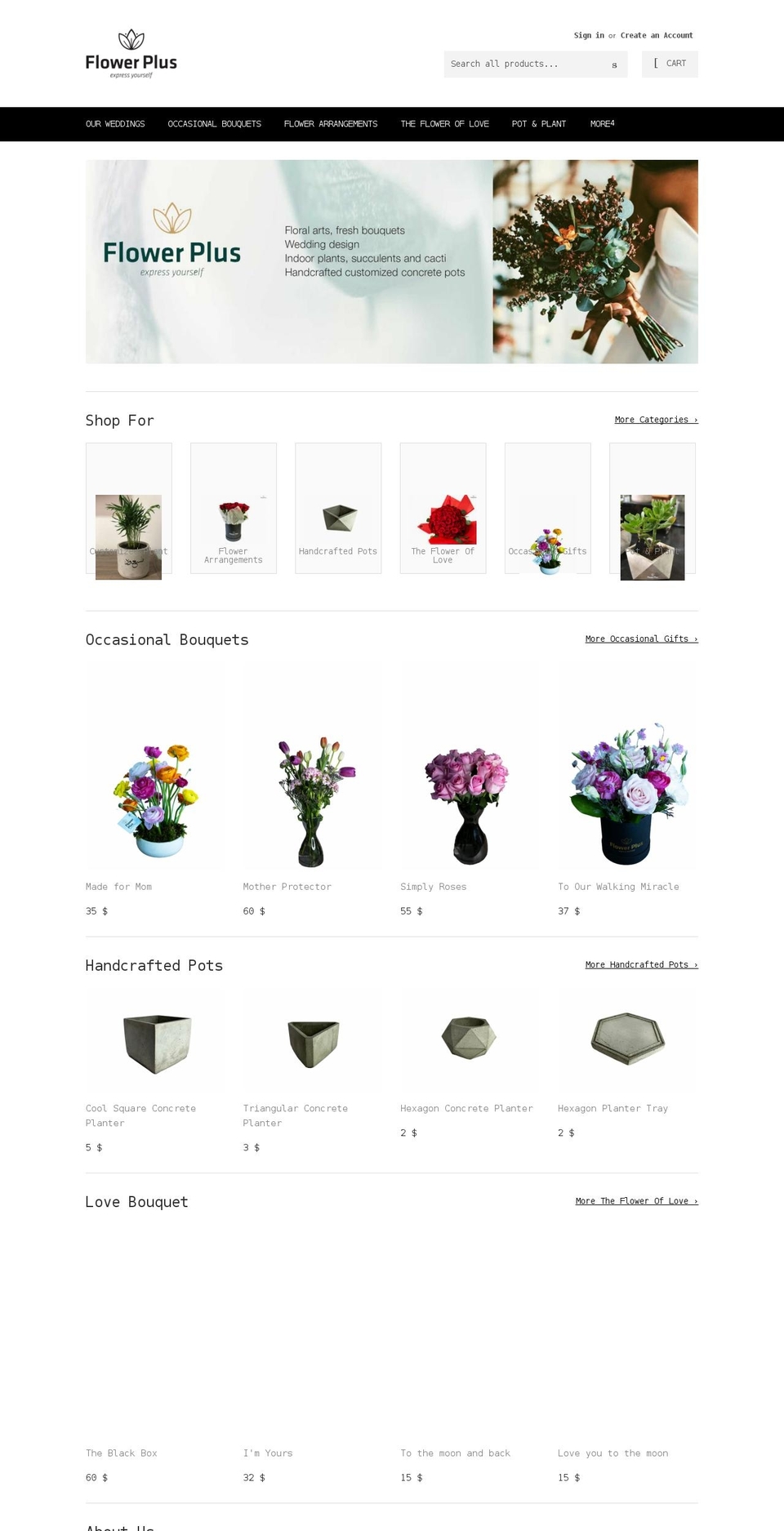 flower-plus.com shopify website screenshot
