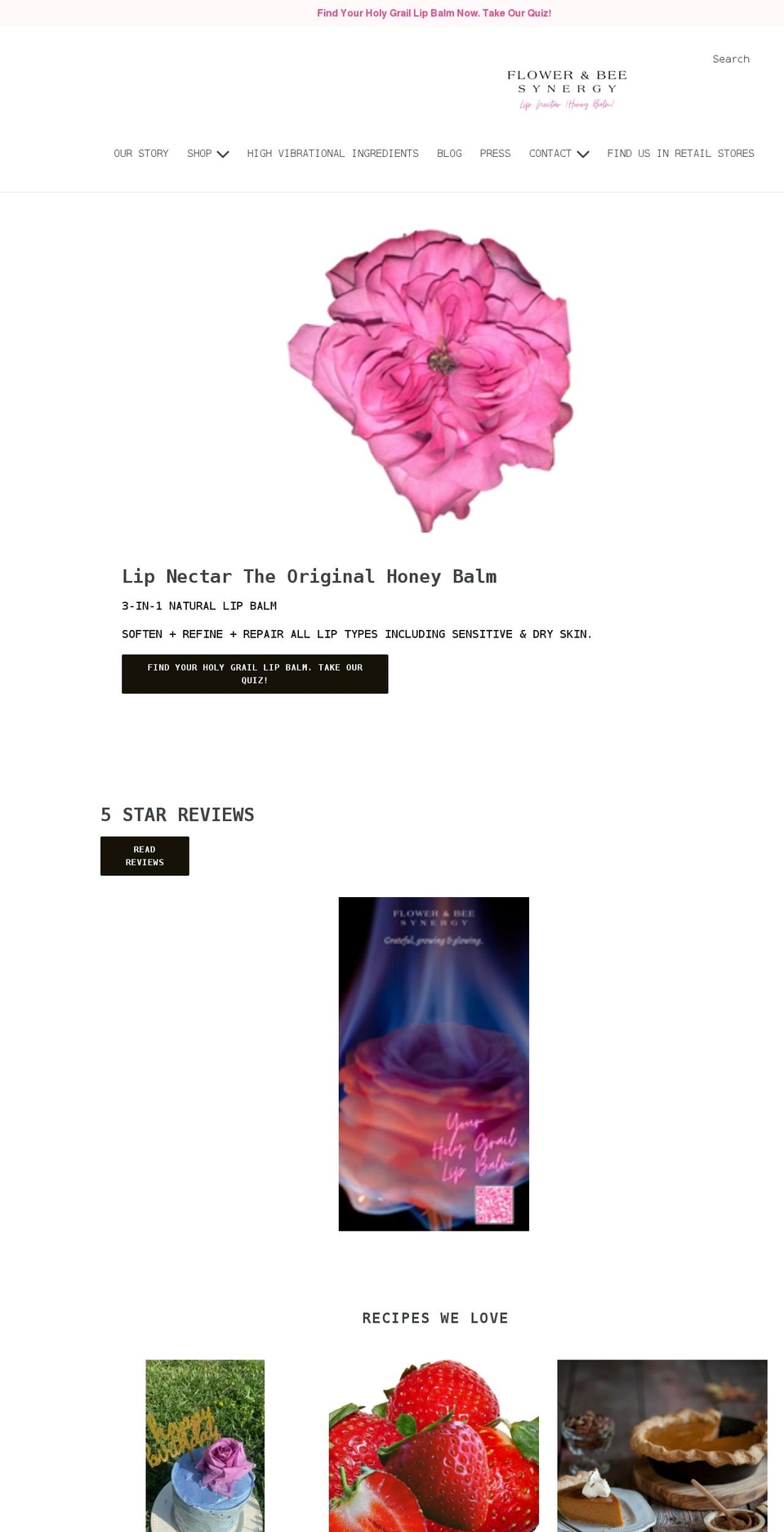 flowerandbeesynergy.com shopify website screenshot