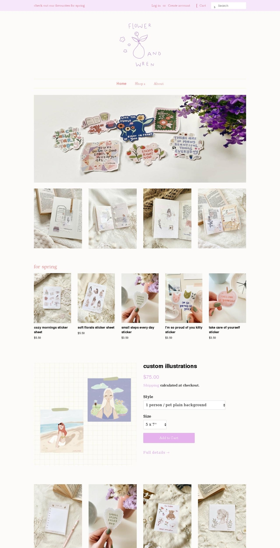 flowerandwren.com shopify website screenshot
