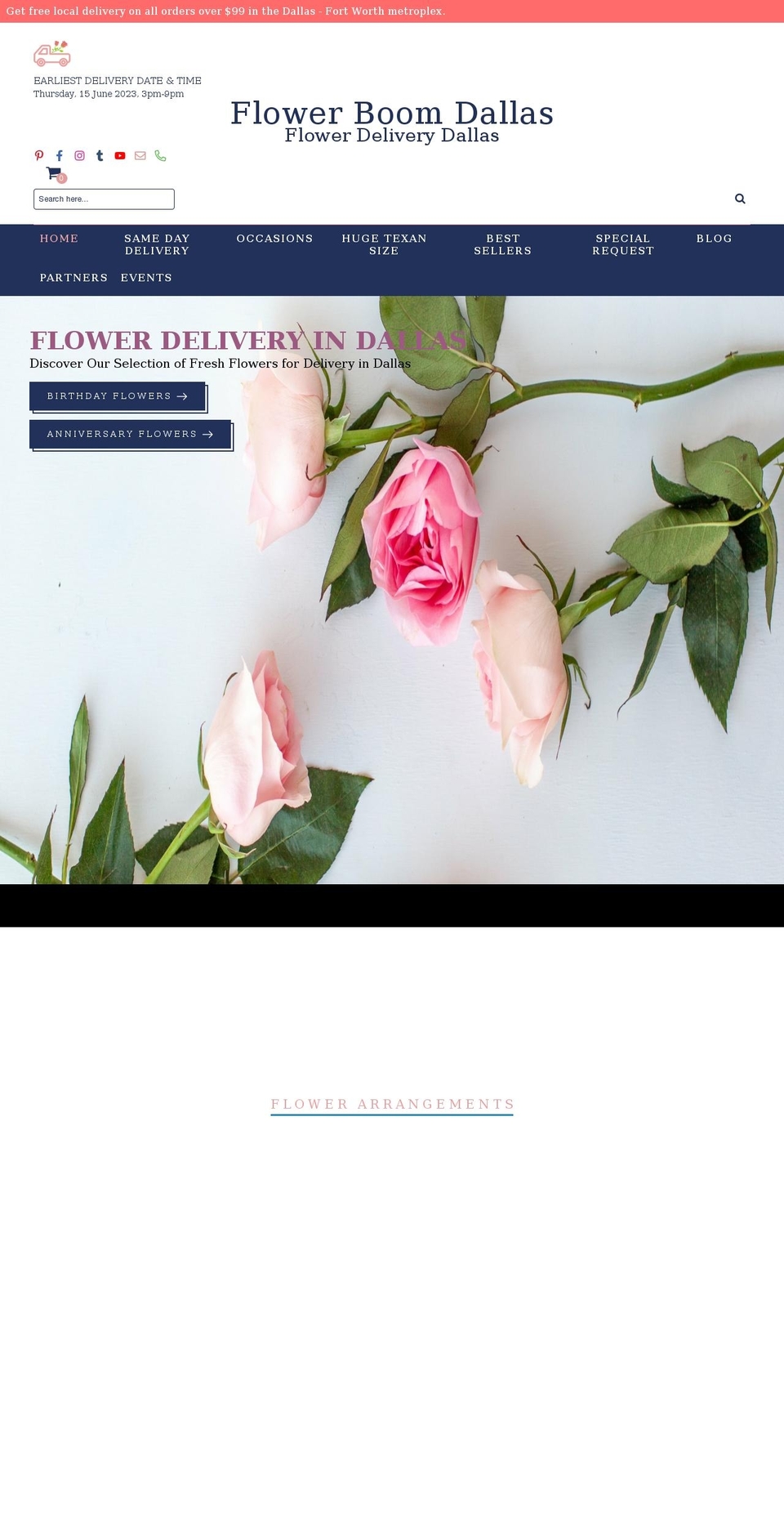 flowerboomdallas.com shopify website screenshot